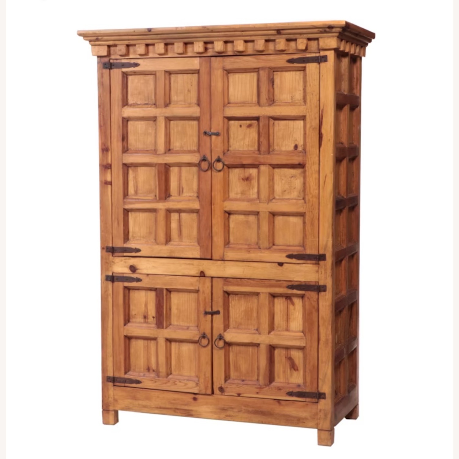 Rustic Panelled Pine Armoire - image-1