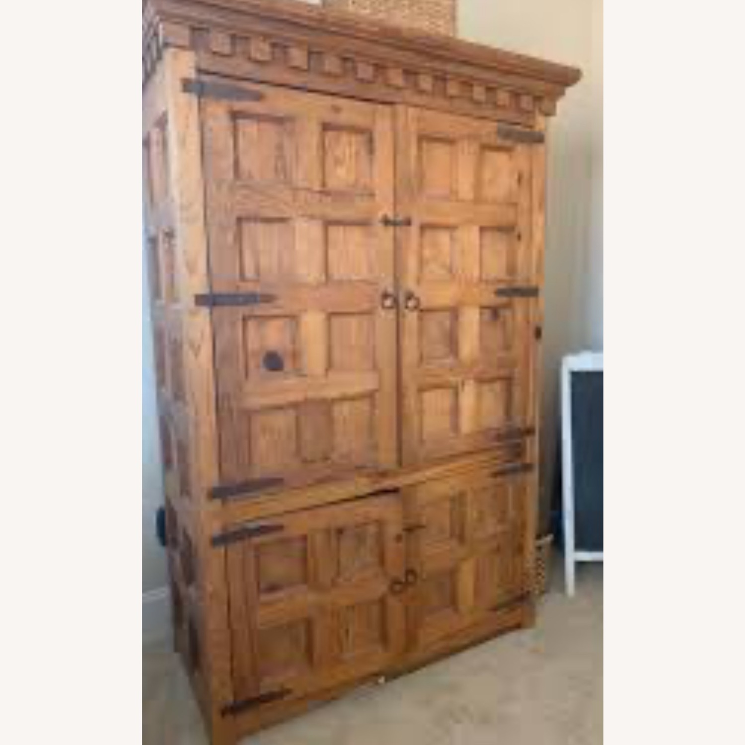 Rustic Panelled Pine Armoire - image-3