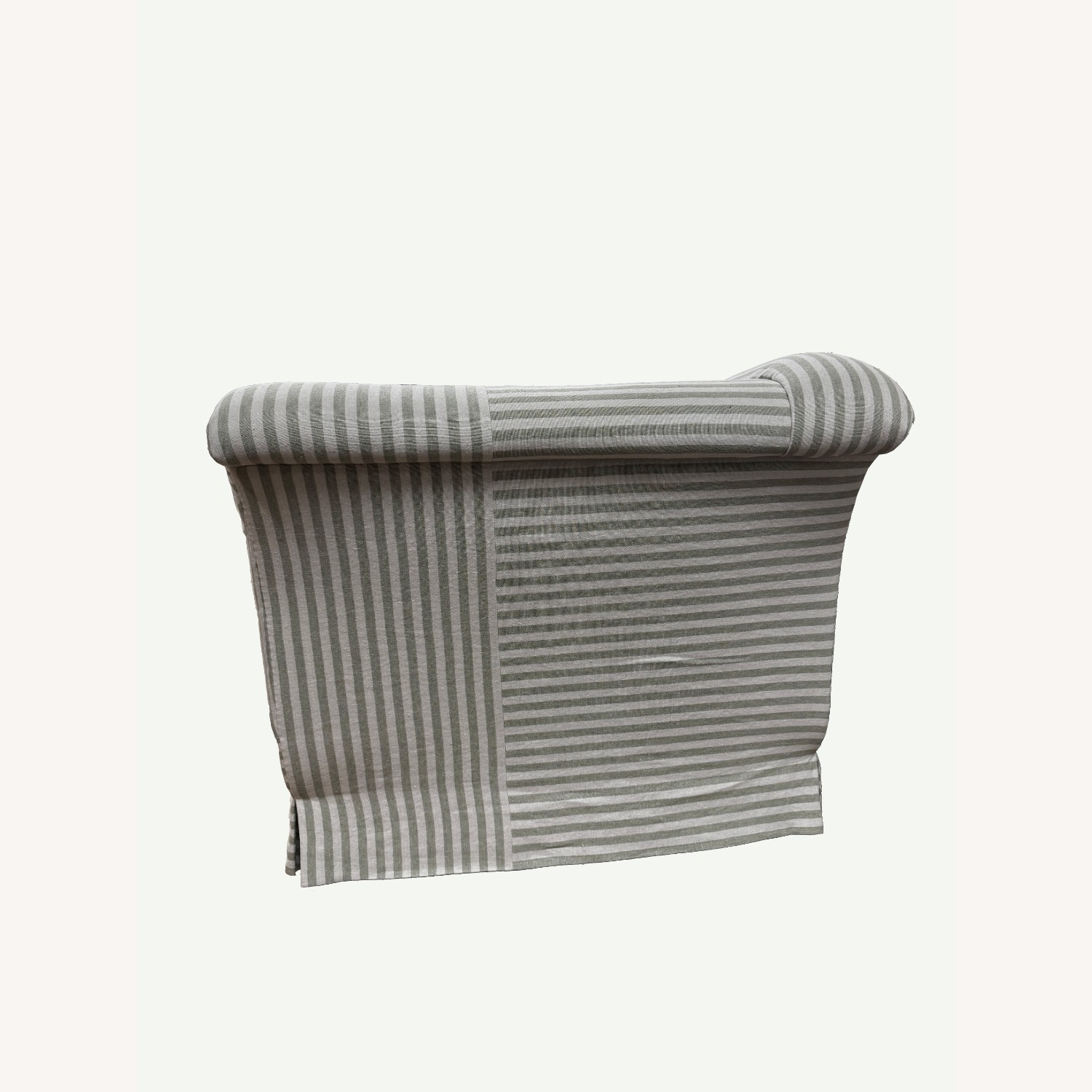 Pair of Custom Made Striped Splayed Arm Sofa - image-2