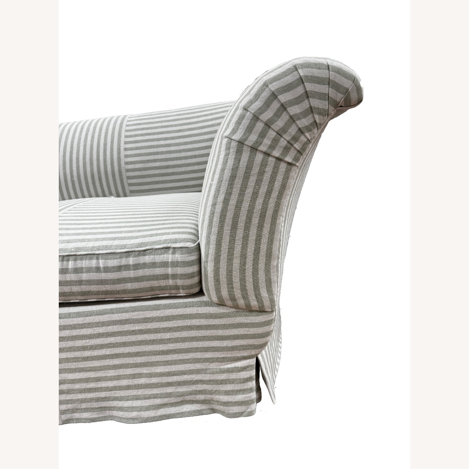 Pair of Custom Made Striped Splayed Arm Sofa - image-4