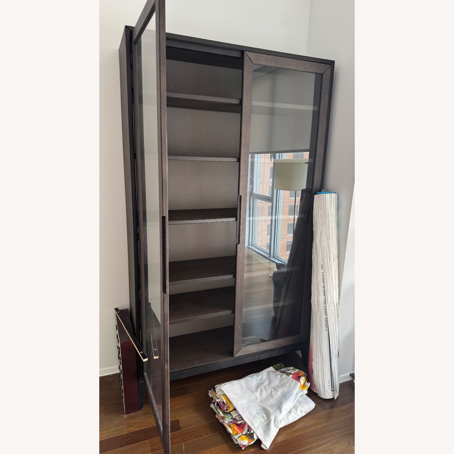 Glass Front Wood Bookshelf - image-1