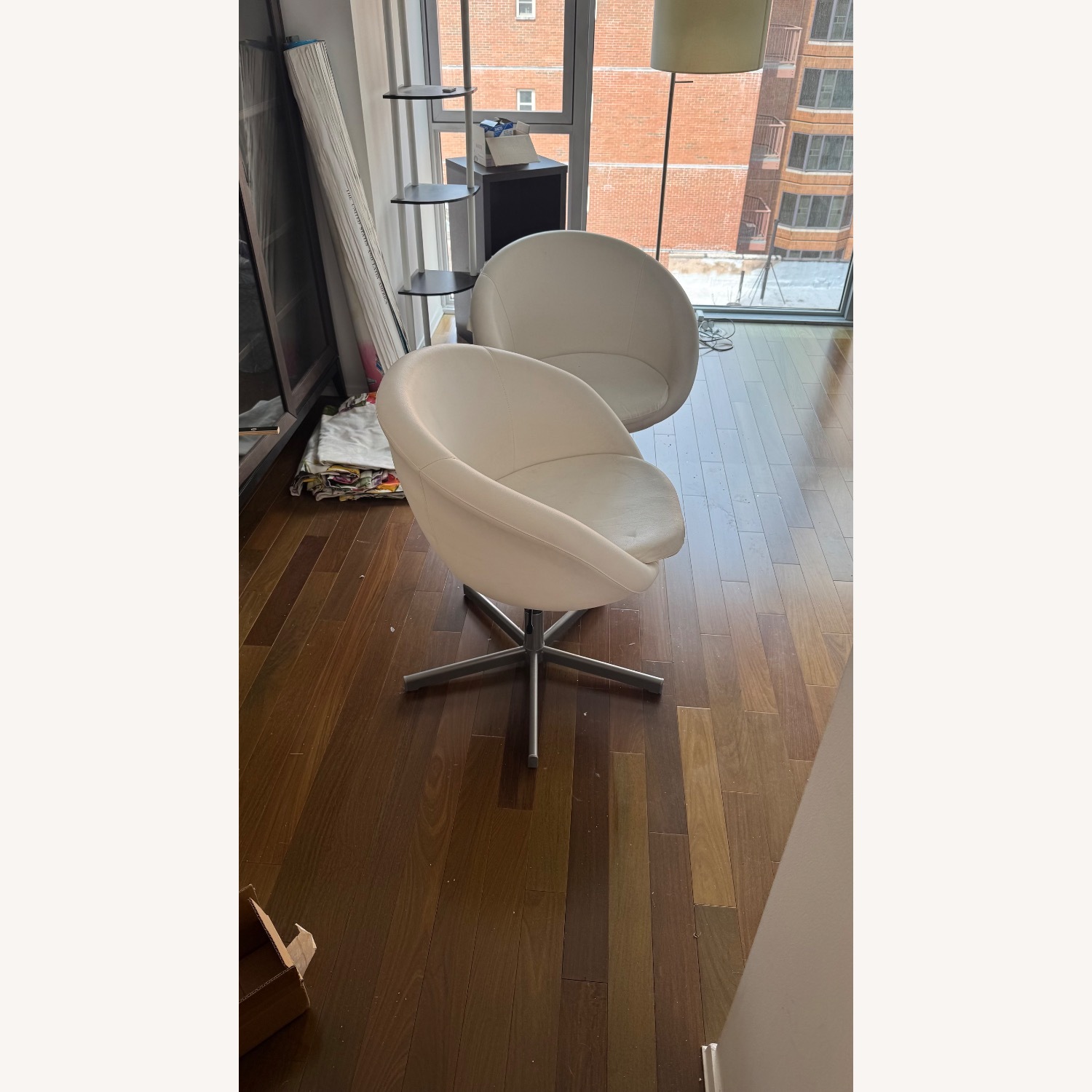 IKEA SKRUVSTA Two White Swivel Chairs - AptDeco