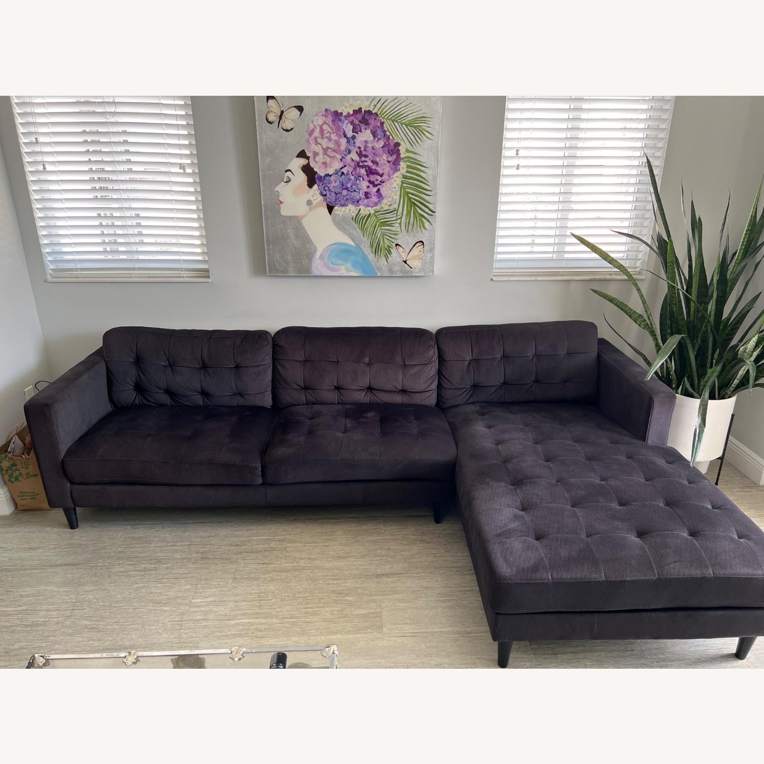 City Furniture Black Tufted Sectional Sofa - image-4