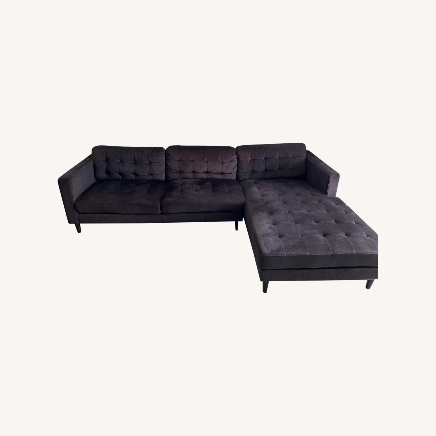 City Furniture Black Tufted Sectional Sofa - image-0