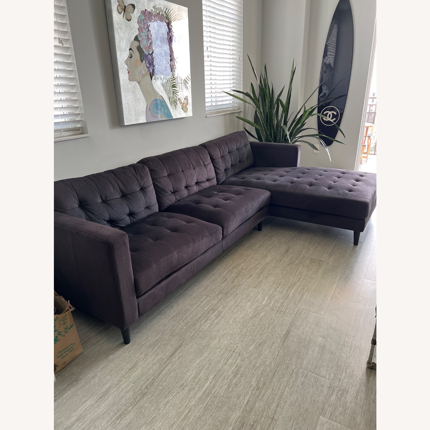 City Furniture Black Tufted Sectional Sofa - image-3