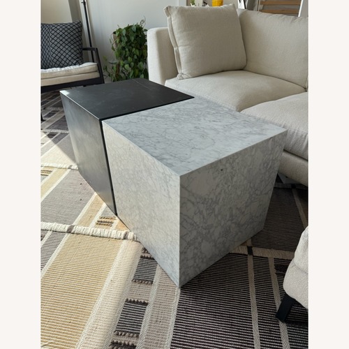 Used Restoration Hardware Plinth Marble Side Table for sale on AptDeco