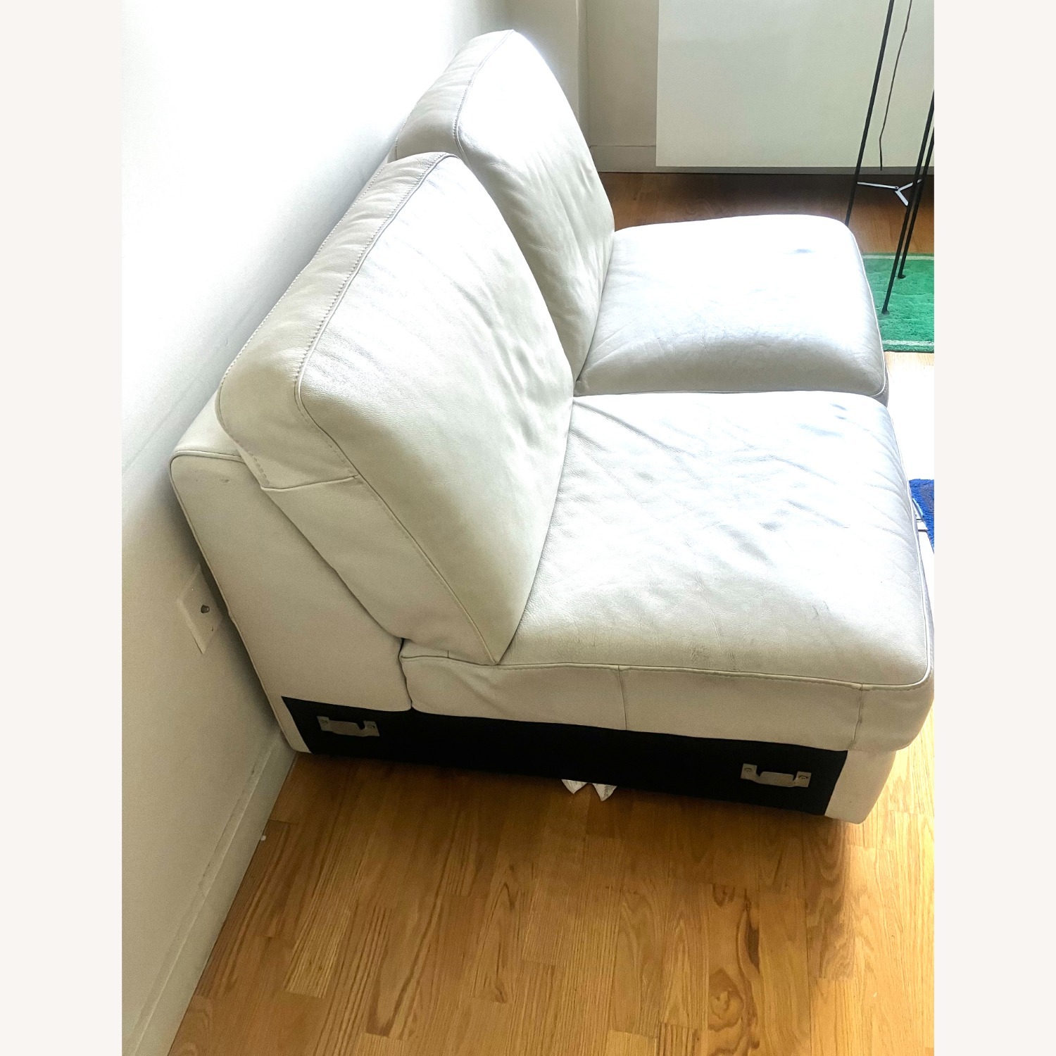 West Elm White (Soft) Leather Loveseat - image-1