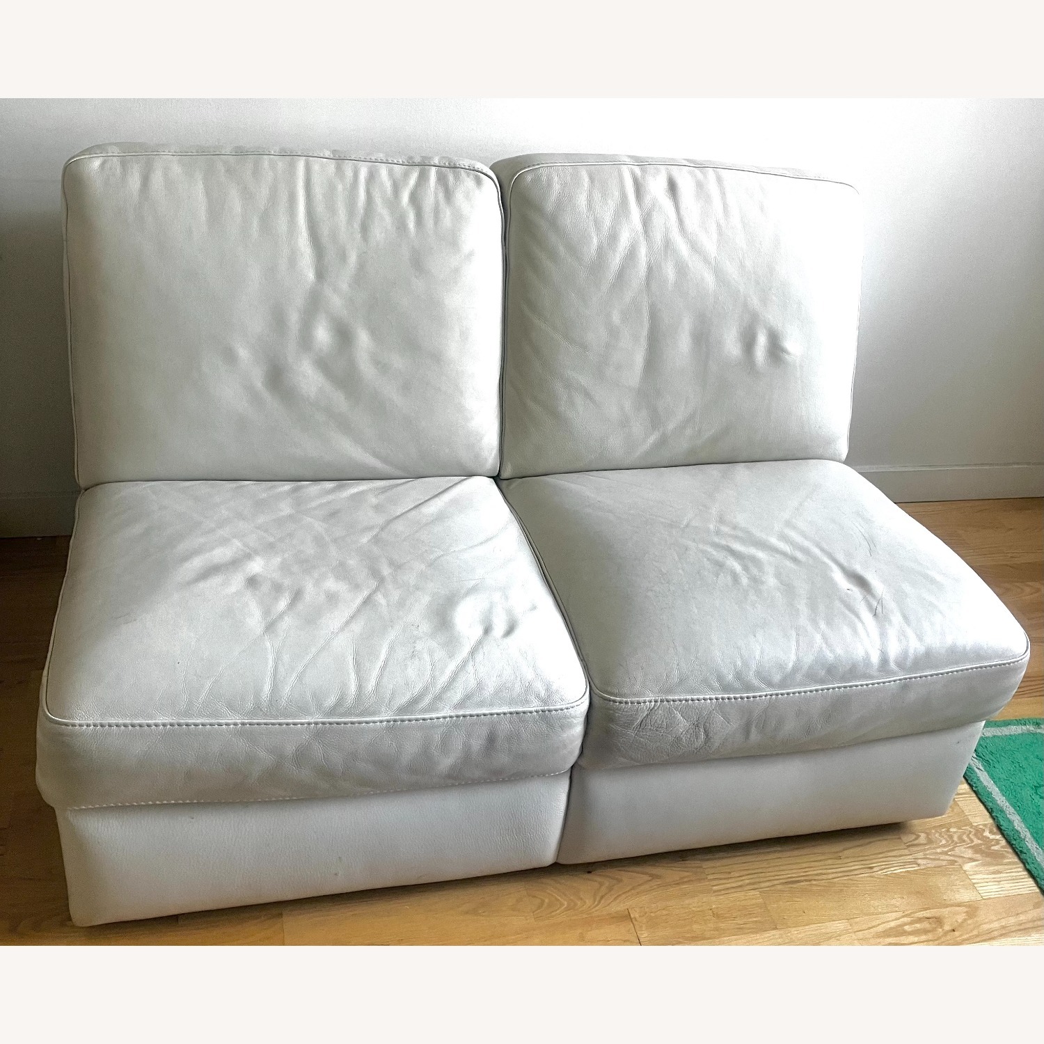 West Elm White (Soft) Leather Loveseat - image-2