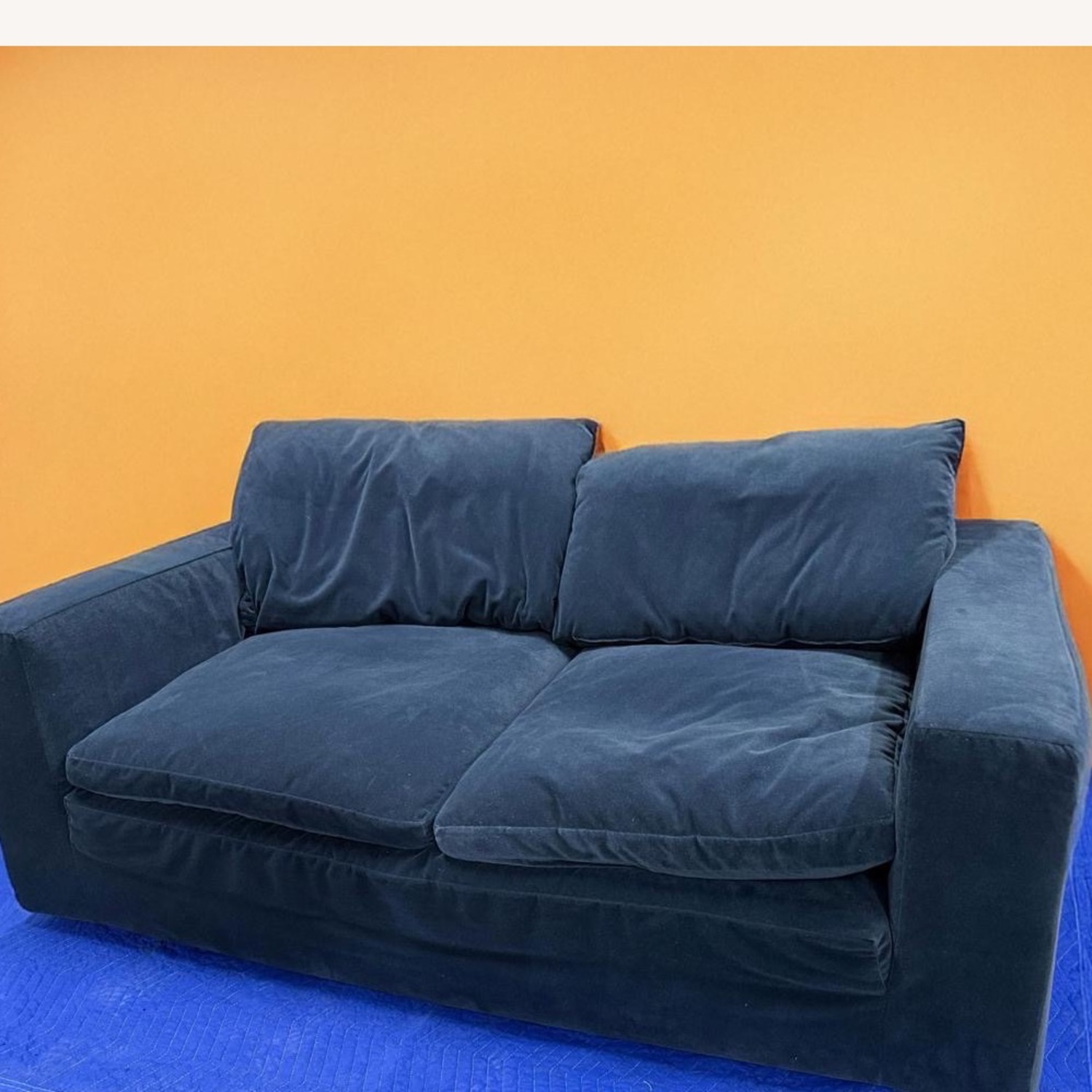 Restoration Hardware Cloud Loveseat- Blue velvet - image-3