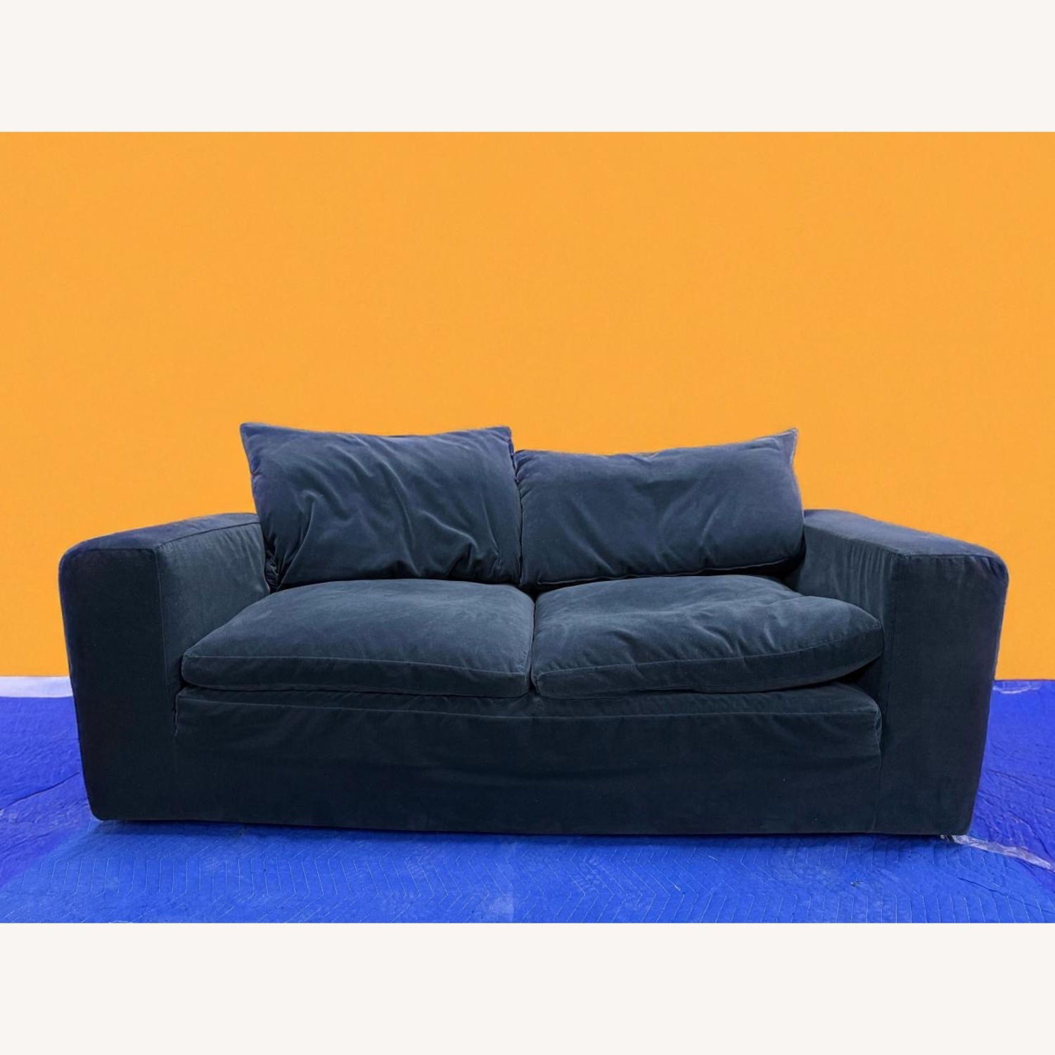 Restoration Hardware Cloud Loveseat- Blue velvet - image-1