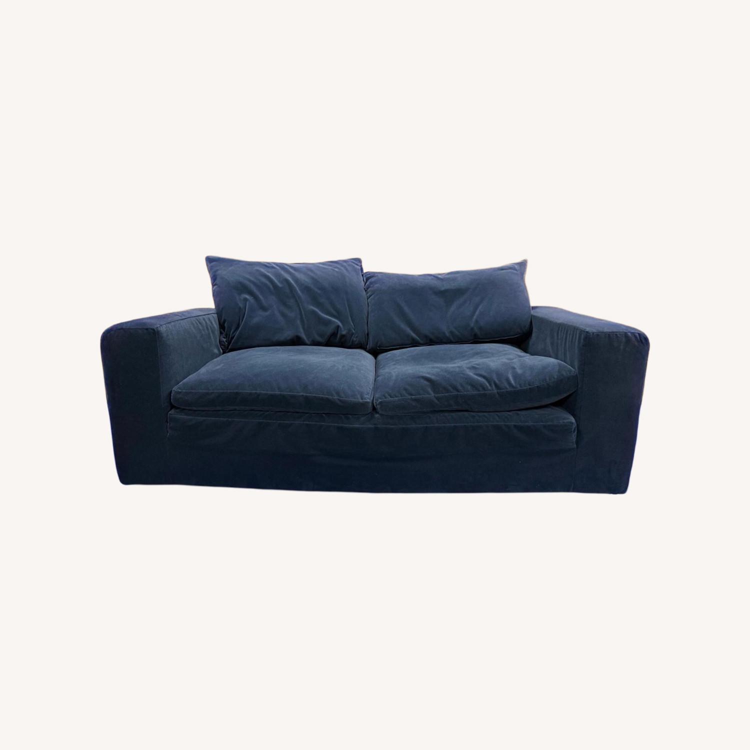 Restoration Hardware Cloud Loveseat- Blue velvet - image-0