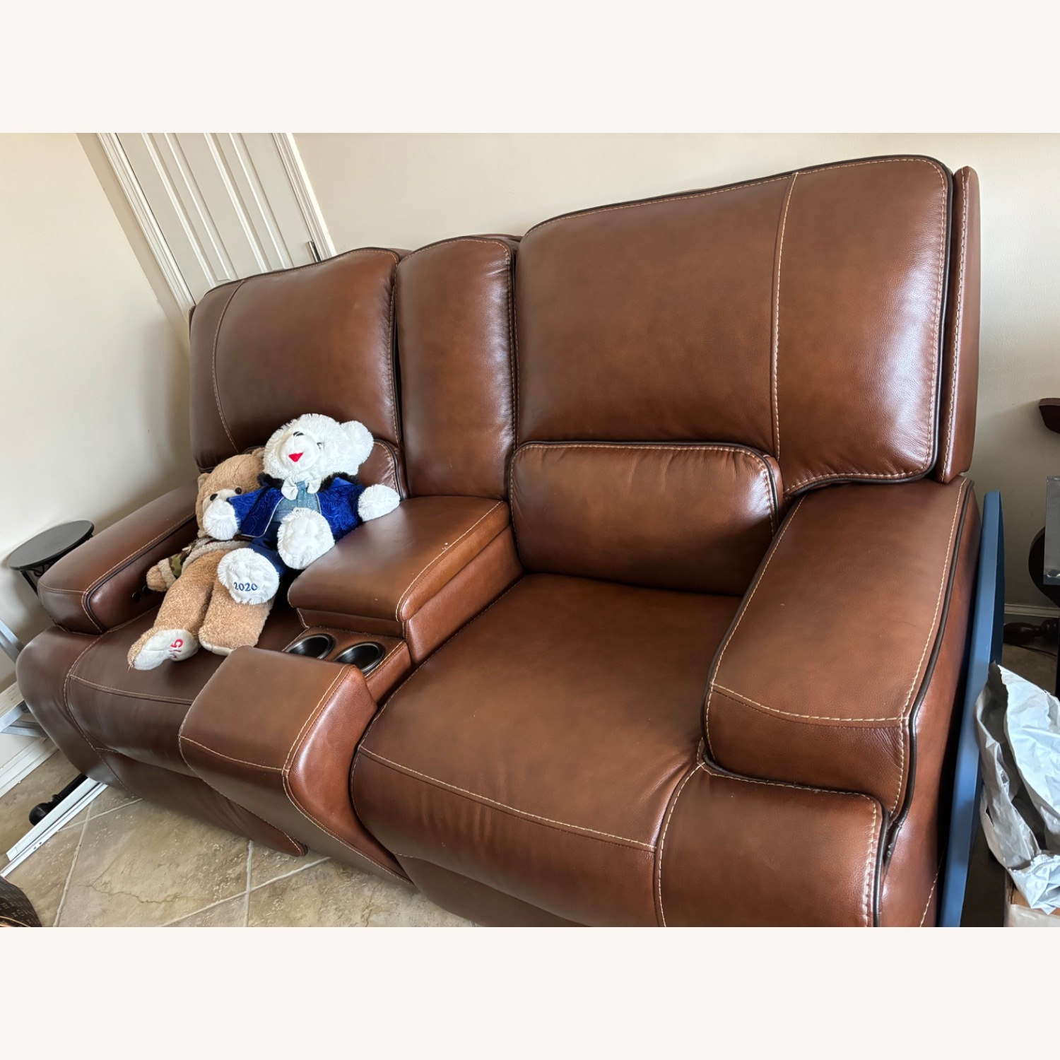 Brown Leather Recliner 2 Sectional - image-2