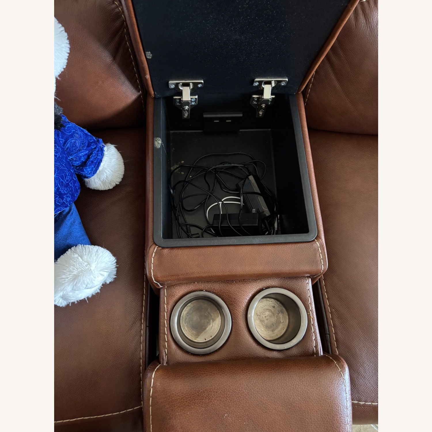 Brown Leather Recliner 2 Sectional - image-3