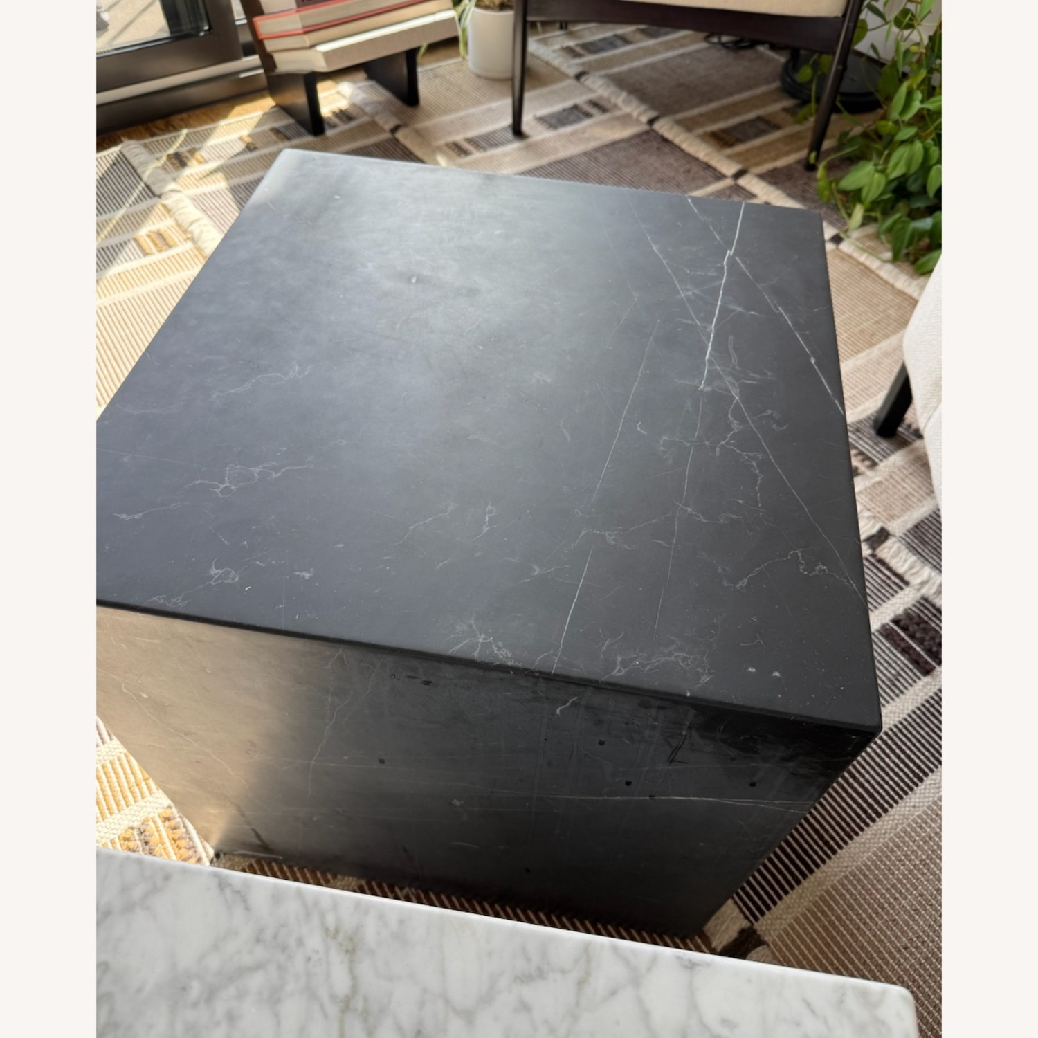 Restoration Hardware Marble Plinth Cube Side Table - image-2