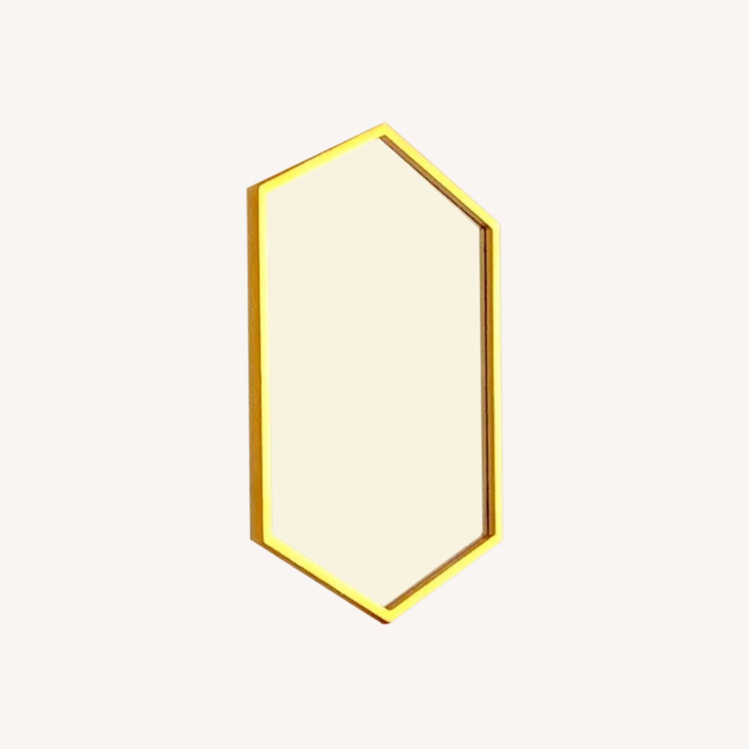 Pair of Gold Hexagon Mirrors - image-0