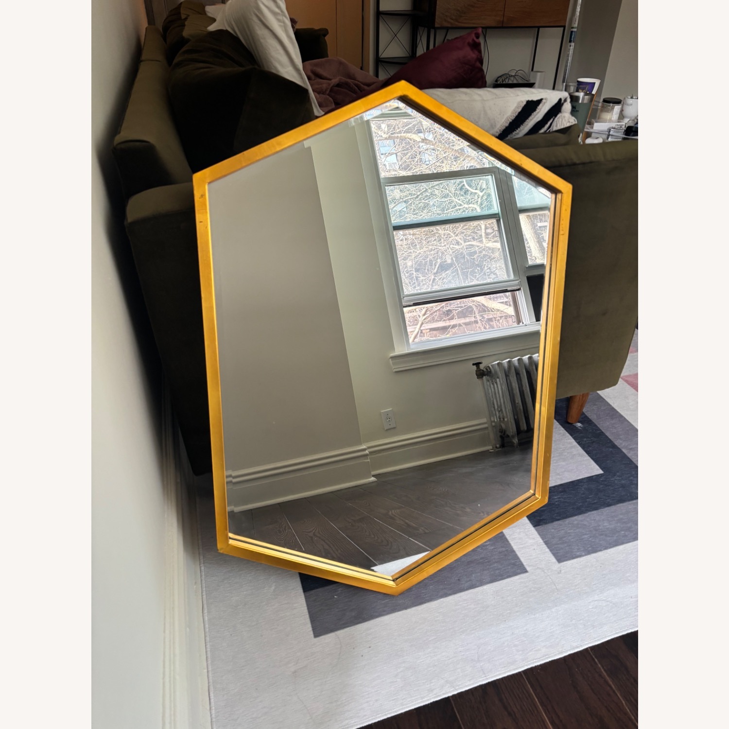 Pair of Gold Hexagon Mirrors - image-3