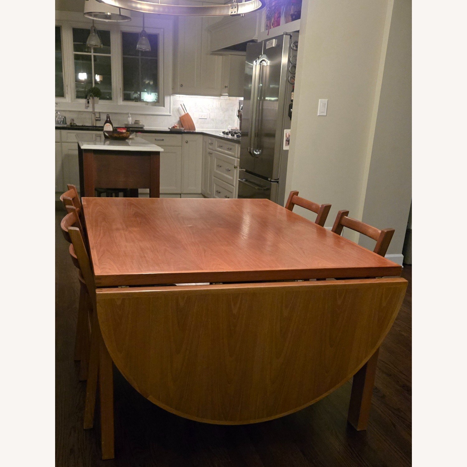 MCM Teak Drop-Leaf Dining Table + 4 Chairs - image-1