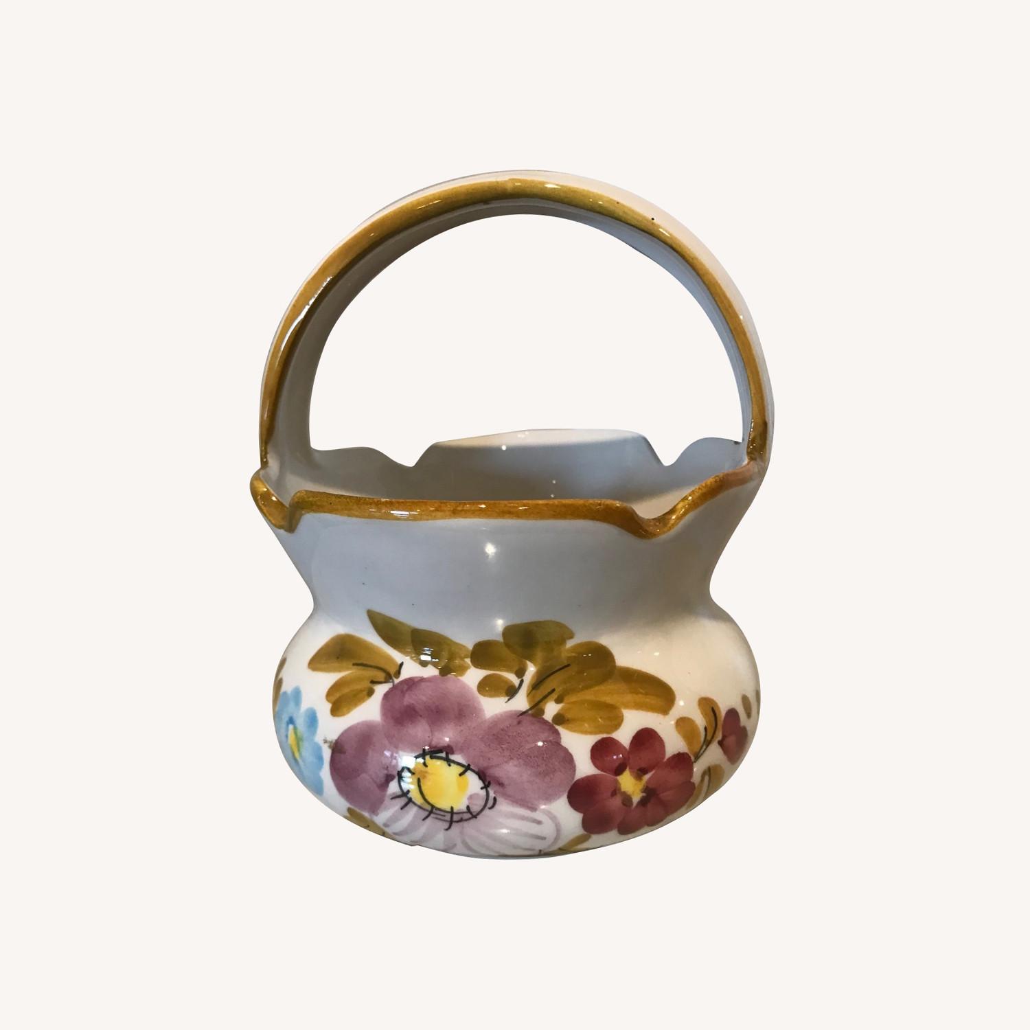 Vintage ltalian Ceramic Hand Painted Basket - image-0