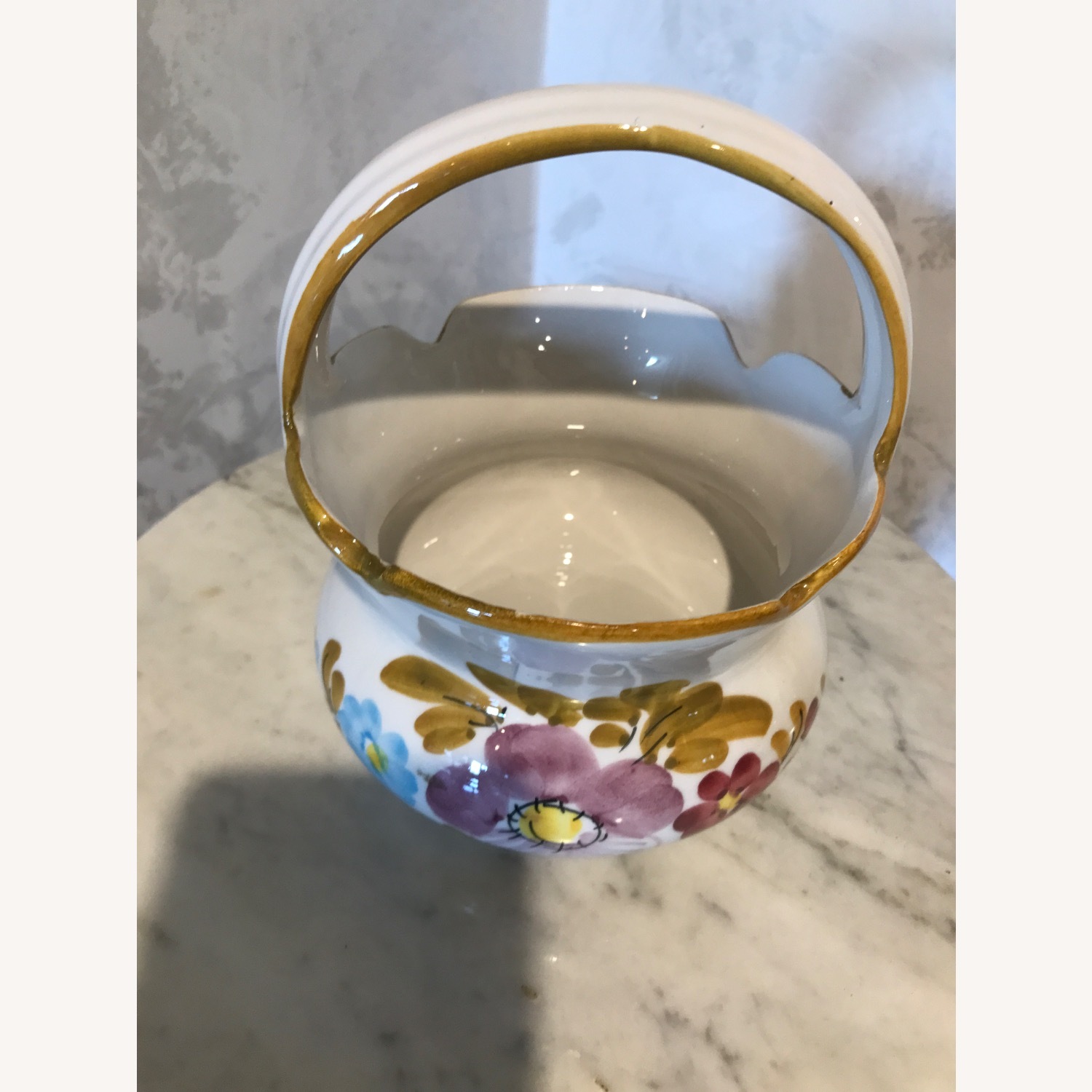 Vintage ltalian Ceramic Hand Painted Basket - image-10