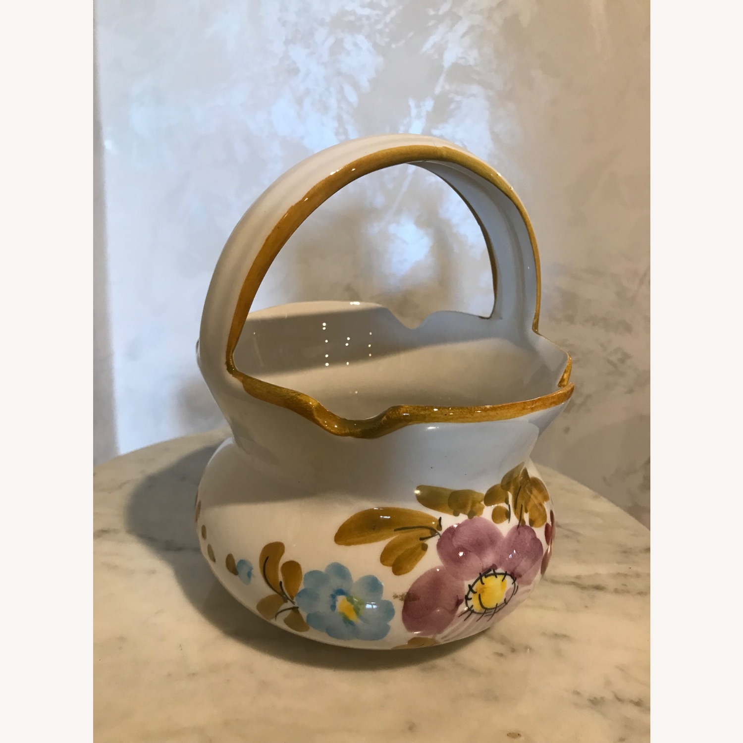 Vintage ltalian Ceramic Hand Painted Basket - image-6