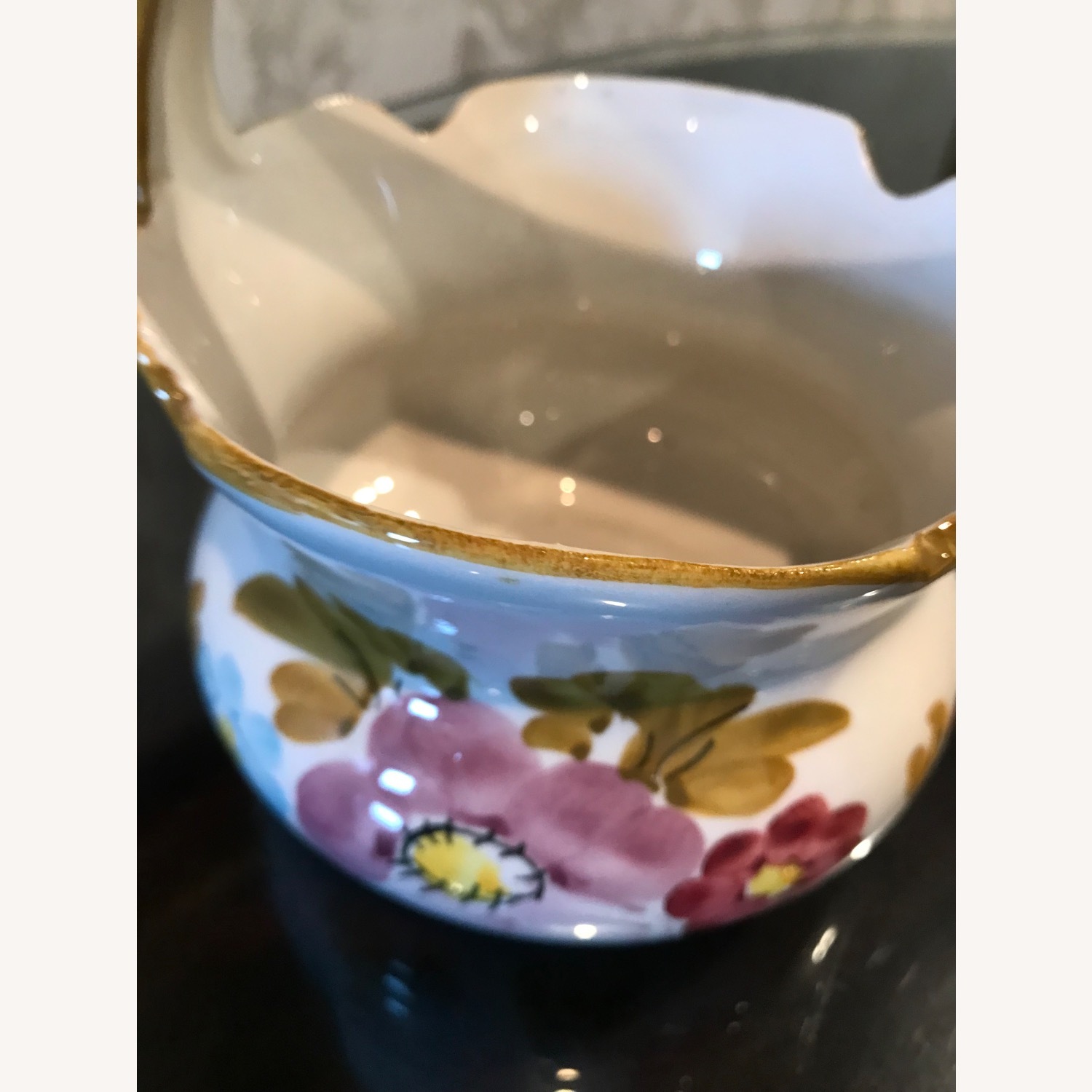 Vintage ltalian Ceramic Hand Painted Basket - image-13