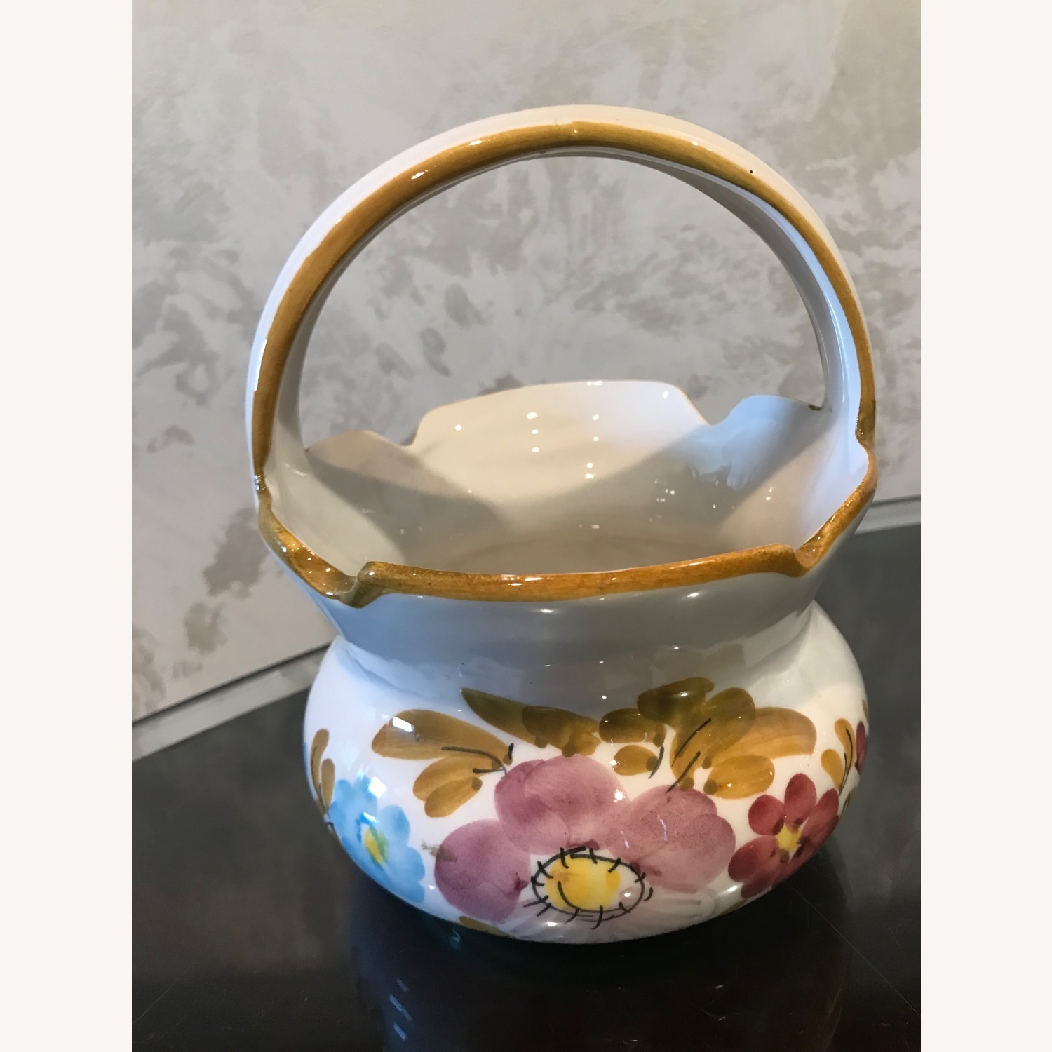 Vintage ltalian Ceramic Hand Painted Basket - image-8