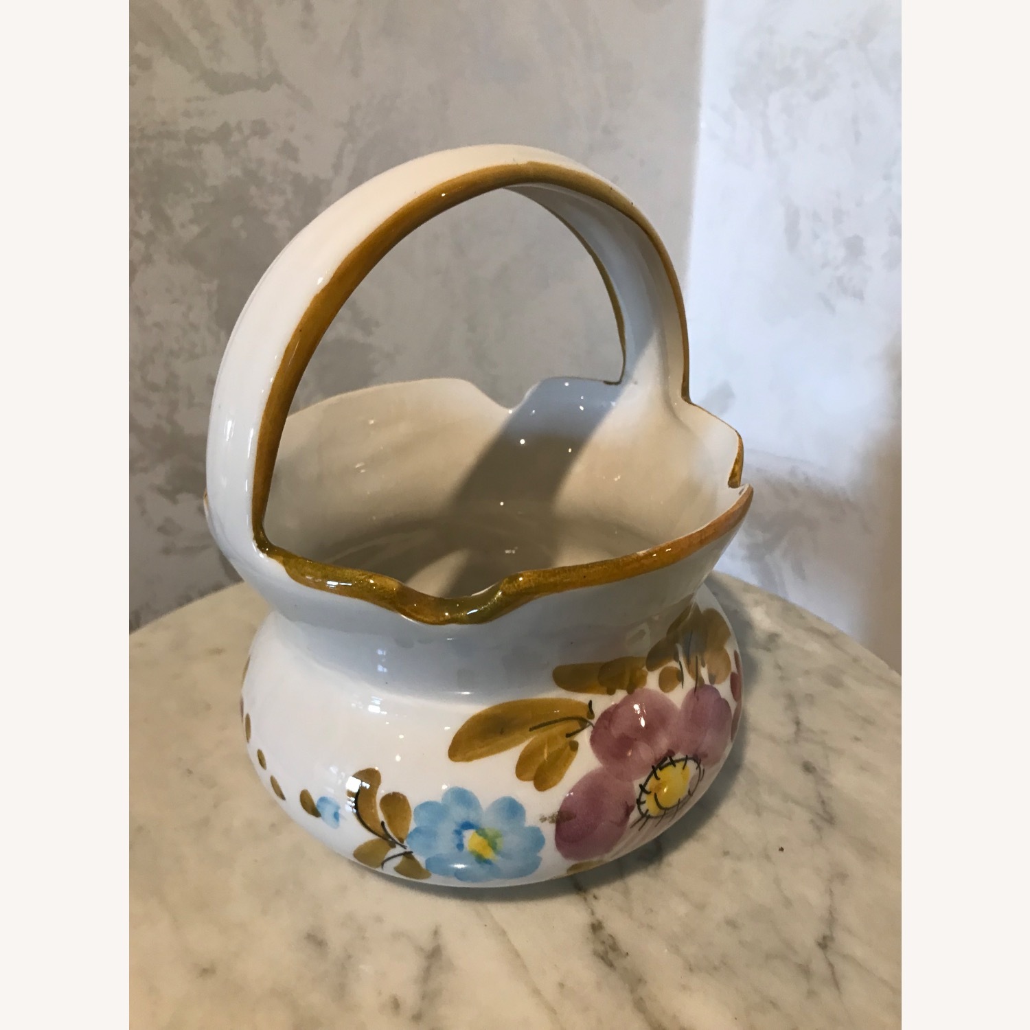 Vintage ltalian Ceramic Hand Painted Basket - image-4