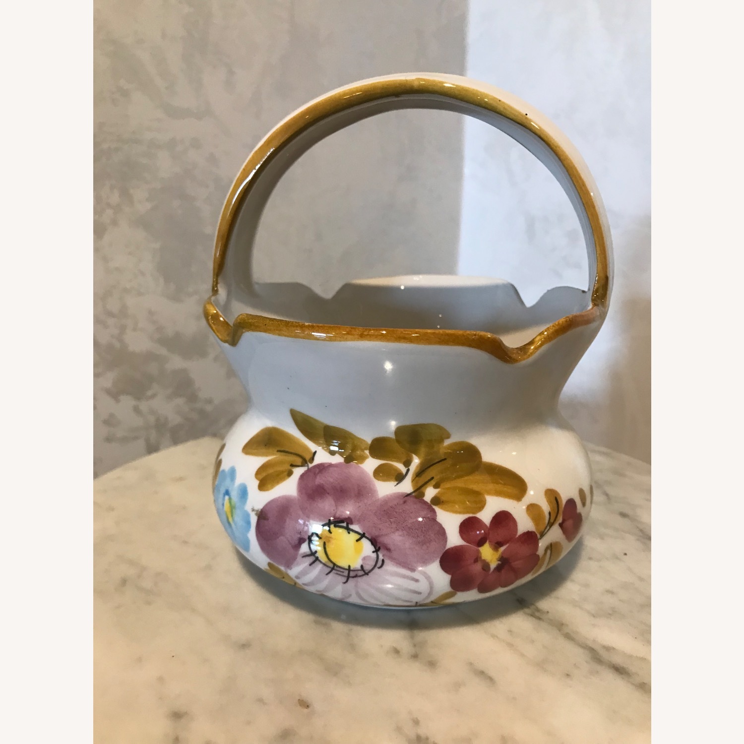 Vintage ltalian Ceramic Hand Painted Basket - image-5