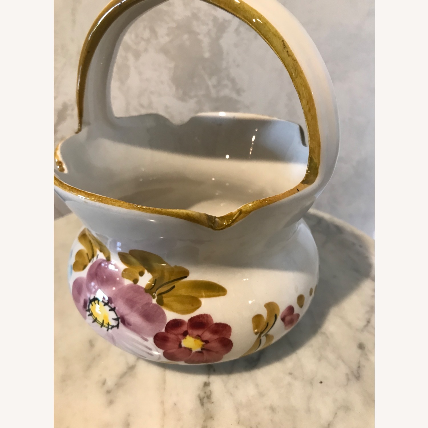 Vintage ltalian Ceramic Hand Painted Basket - image-2