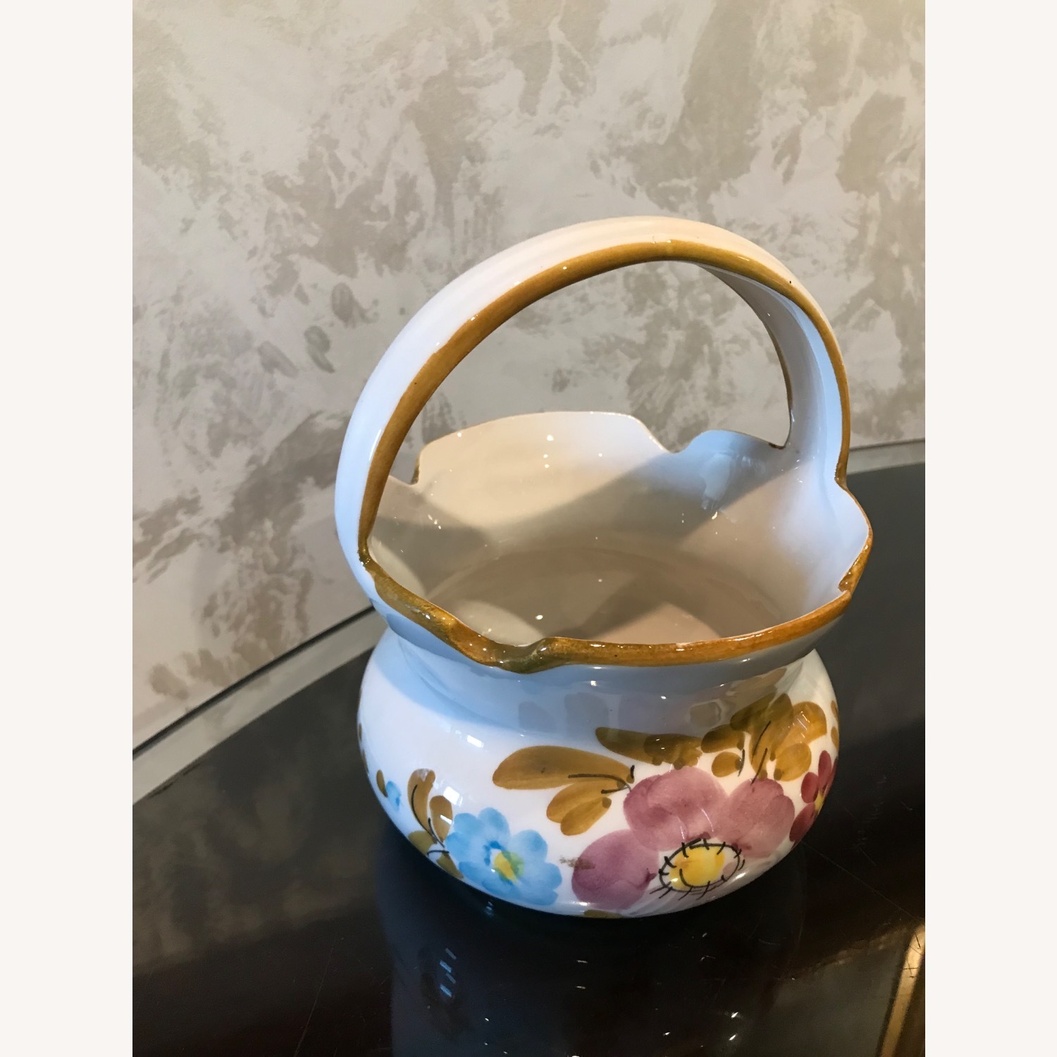 Vintage ltalian Ceramic Hand Painted Basket - image-7
