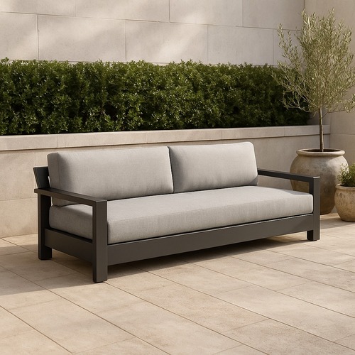 Used Restoration Hardware Belvedere Aluminum Luxe Sofa  for sale on AptDeco