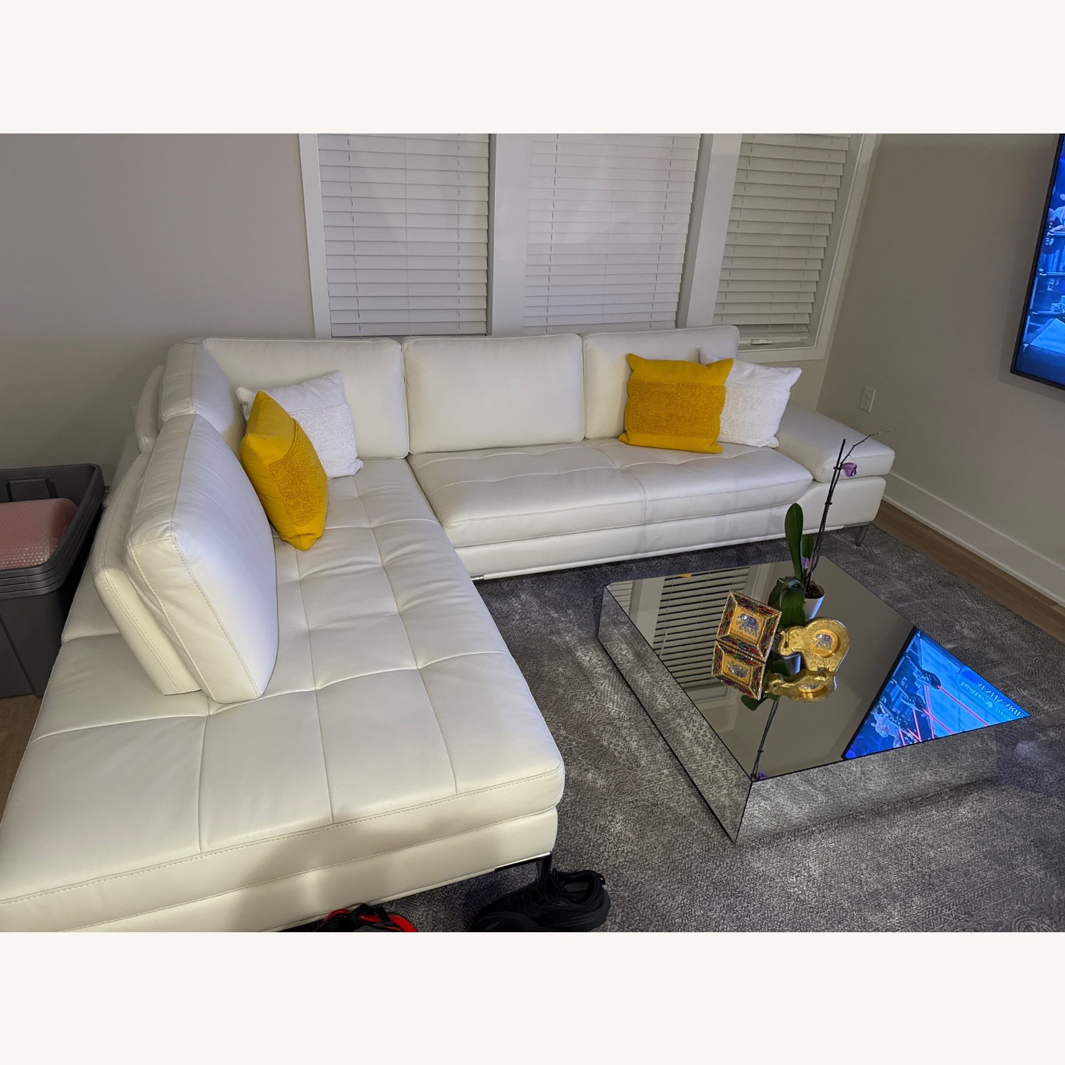 Whit Leather Sectional  - image-1