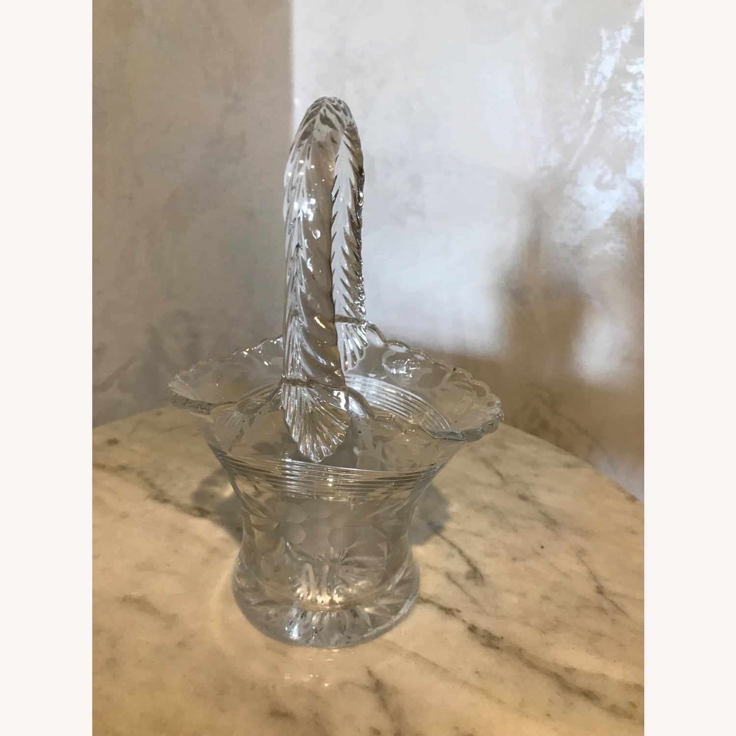 Antique 1930s Duncan & Miller Glass Brides Basket - image-3