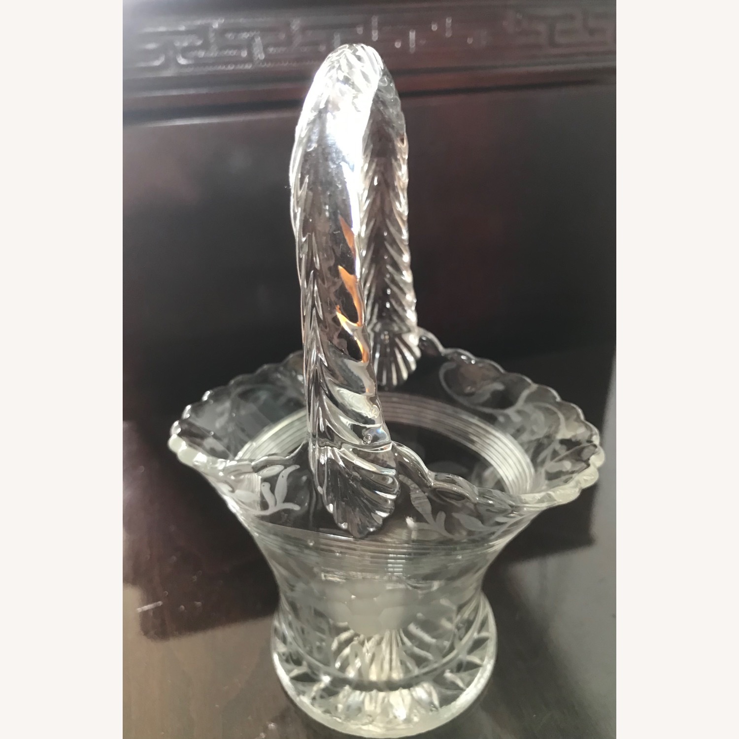 Antique 1930s Duncan & Miller Glass Brides Basket - image-11