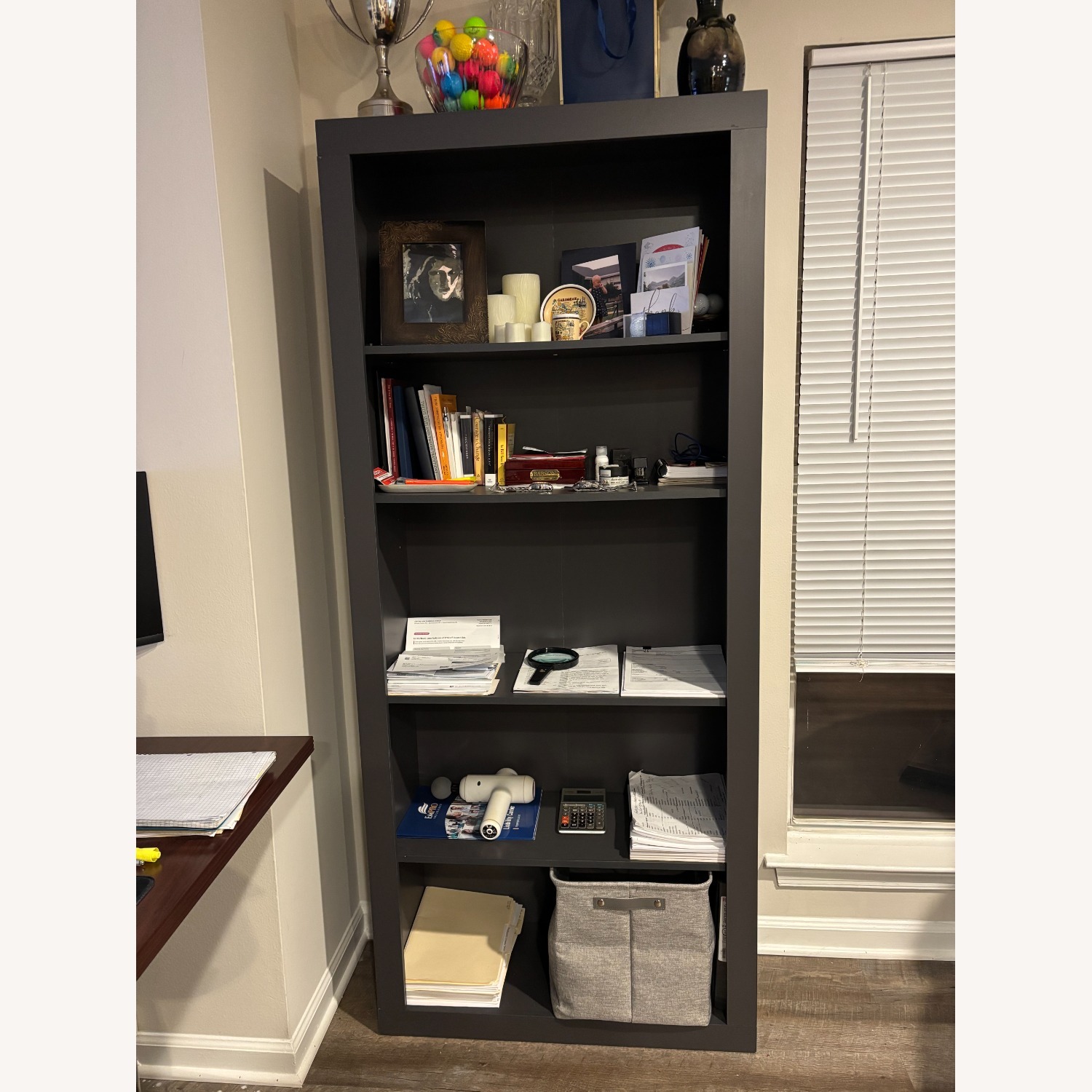 Edenbrook 5-Shelf Charcoal Wood Bookshelf - image-1