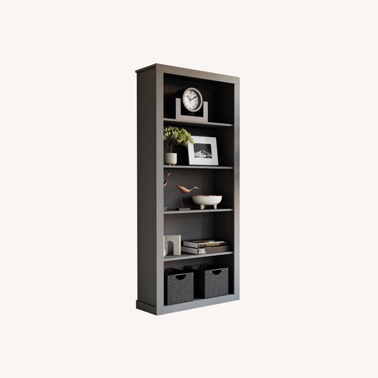 Edenbrook 5-Shelf Charcoal Wood Bookshelf - image-0