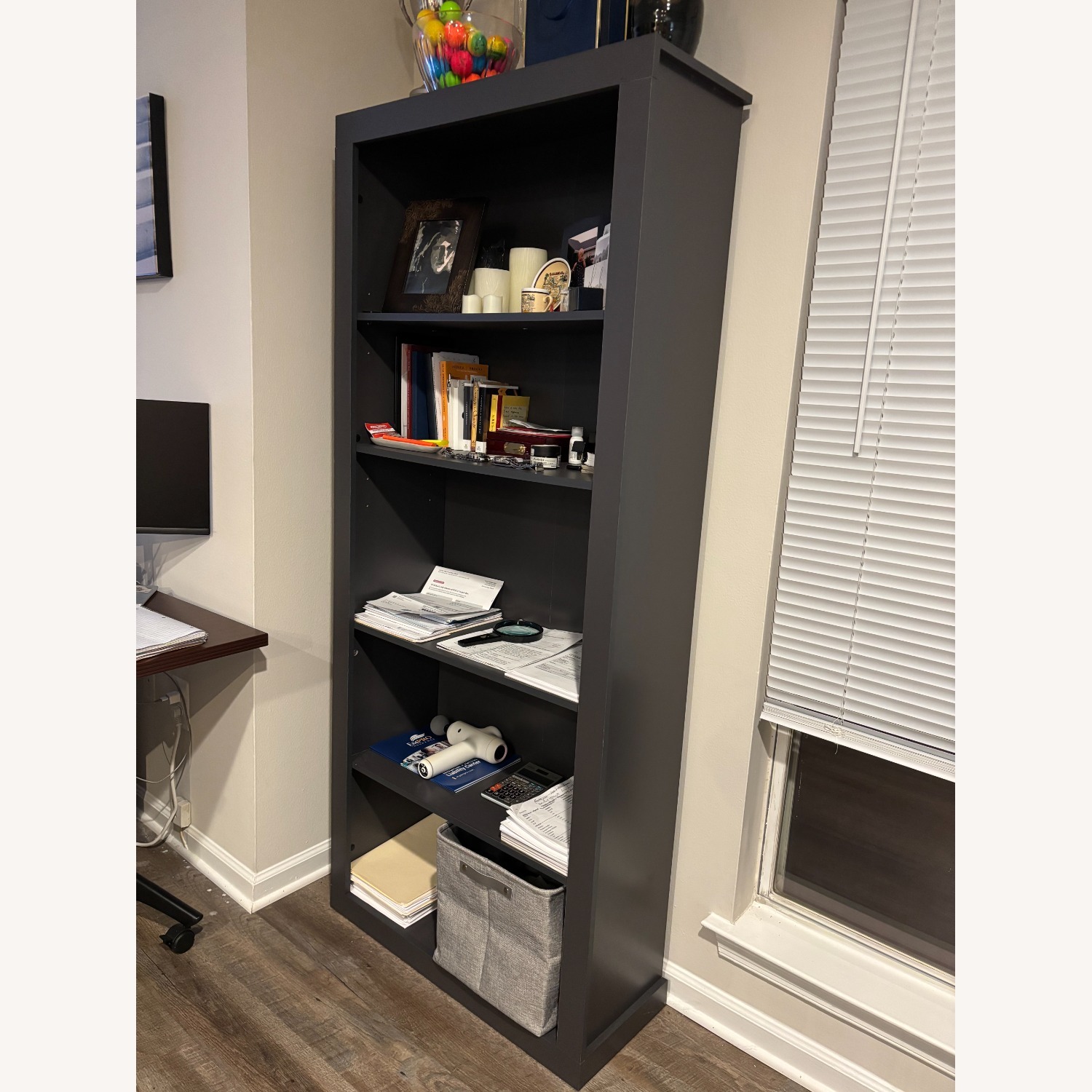 Edenbrook 5-Shelf Charcoal Wood Bookshelf - image-2
