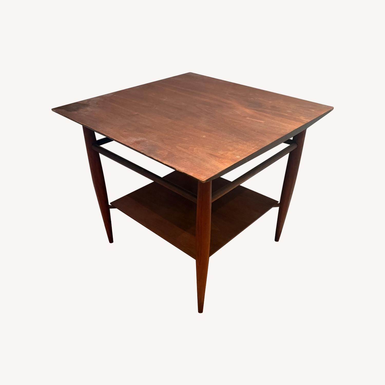 Mid Century Walnut 2-Tier End Table  - image-0