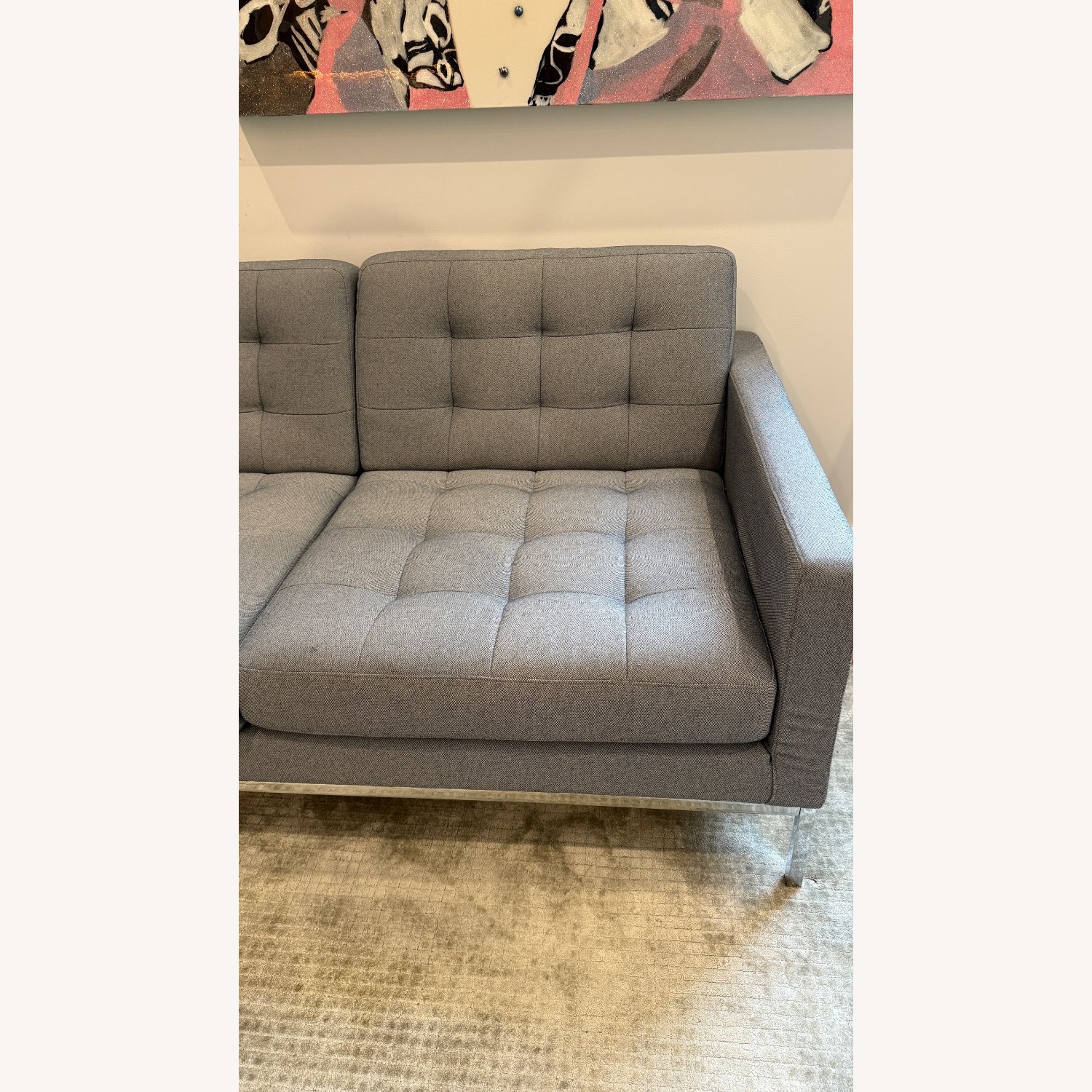 Knoll 3 Seater Sofa Light Grey - image-5