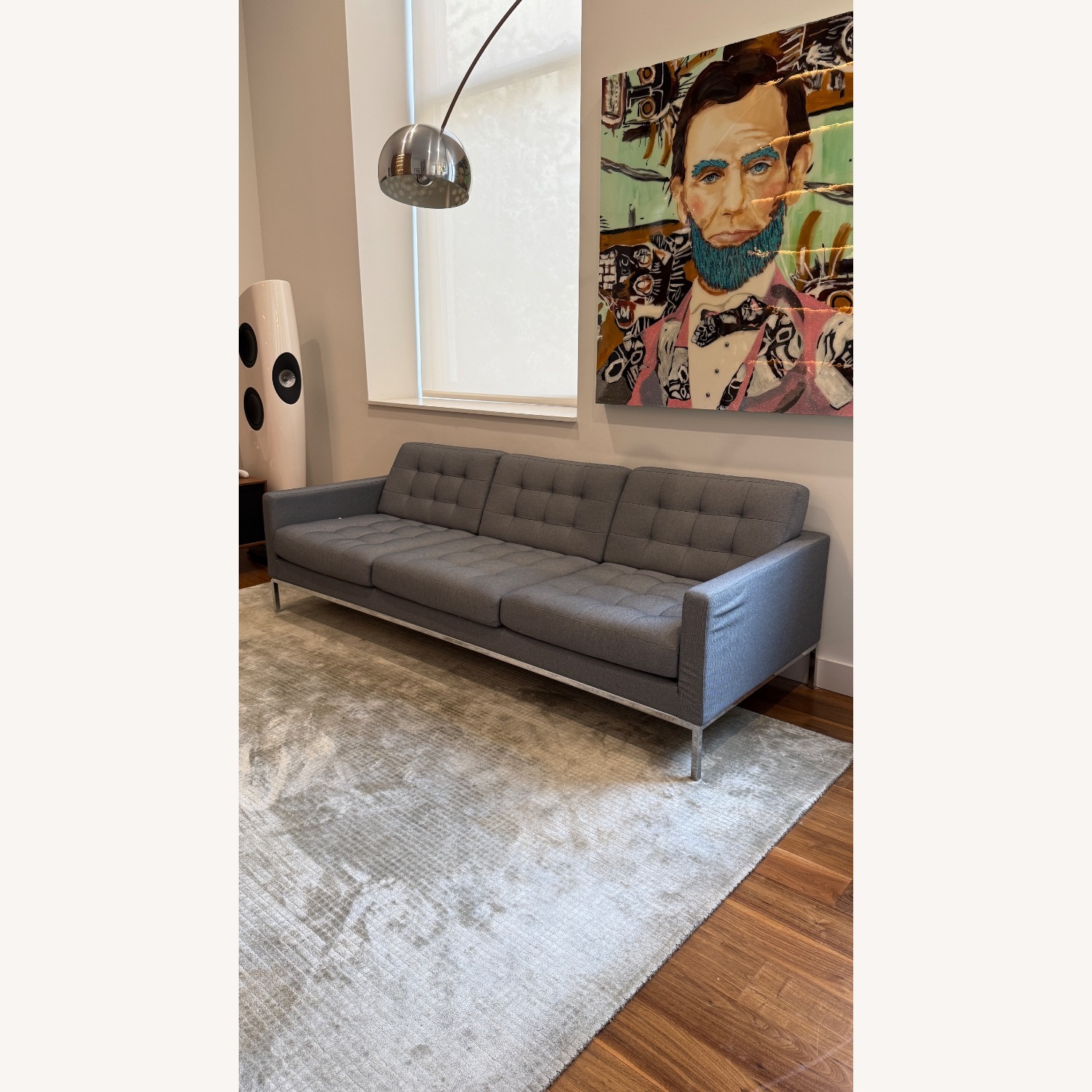 Knoll 3 Seater Sofa Light Grey - image-1