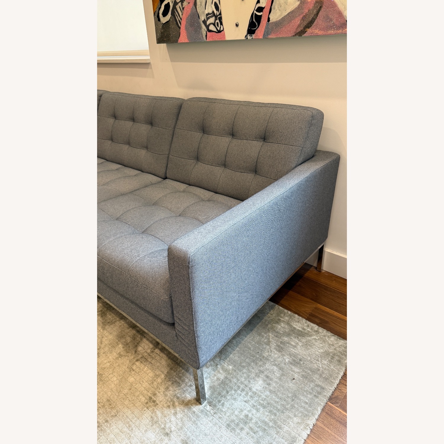 Knoll 3 Seater Sofa Light Grey - image-2
