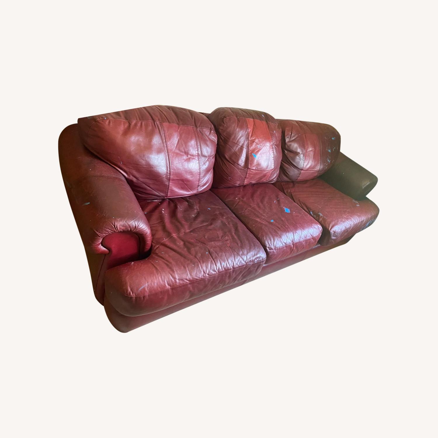 La-Zy-Boy Red Leather Sofa - image-0