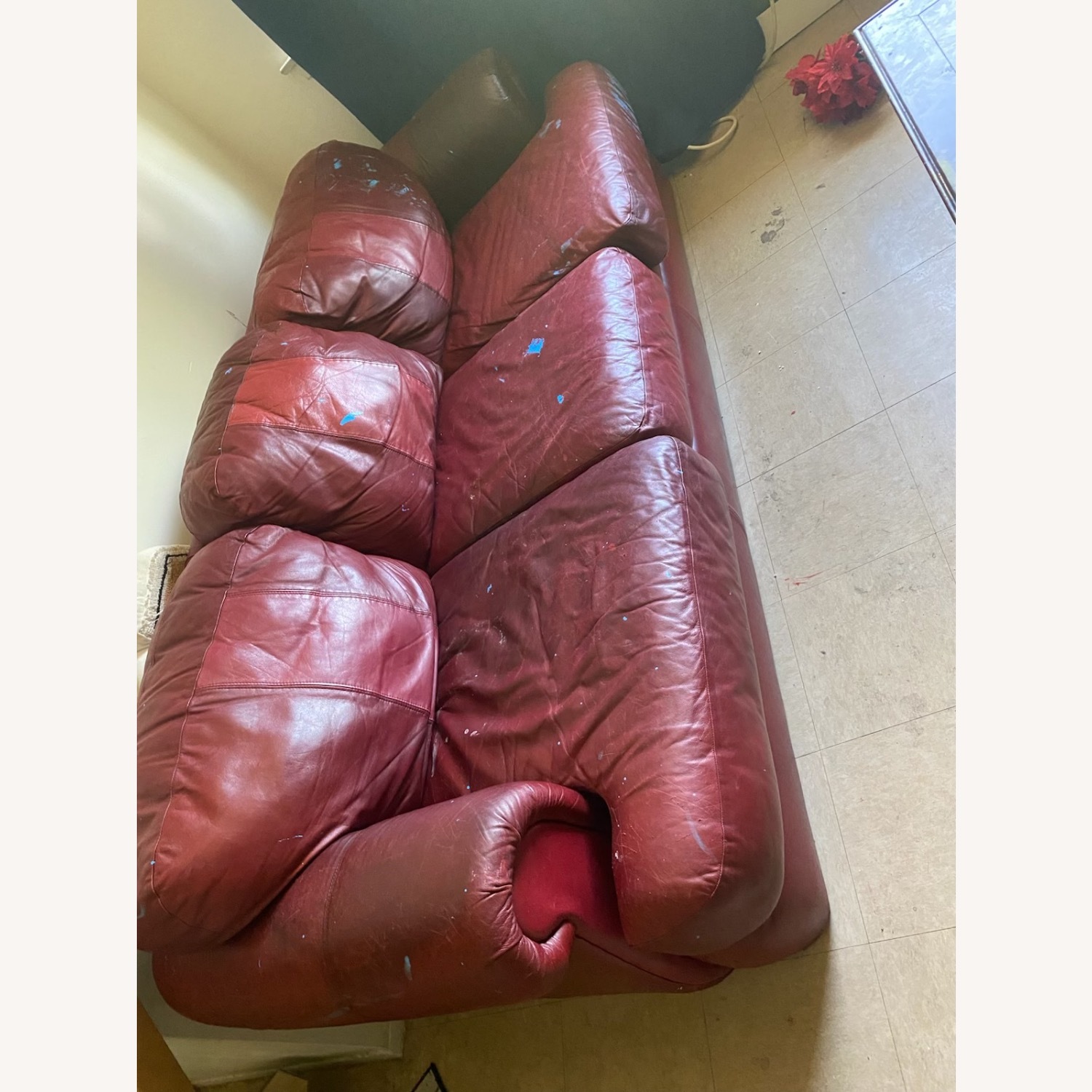 La-Zy-Boy Red Leather Sofa - image-1