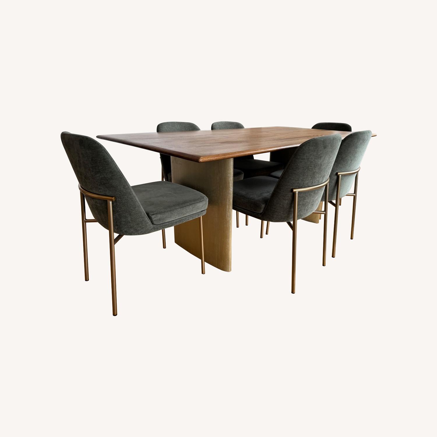 West Elm Anton Dining Table W 6 Jack Metal Chairs - image-0