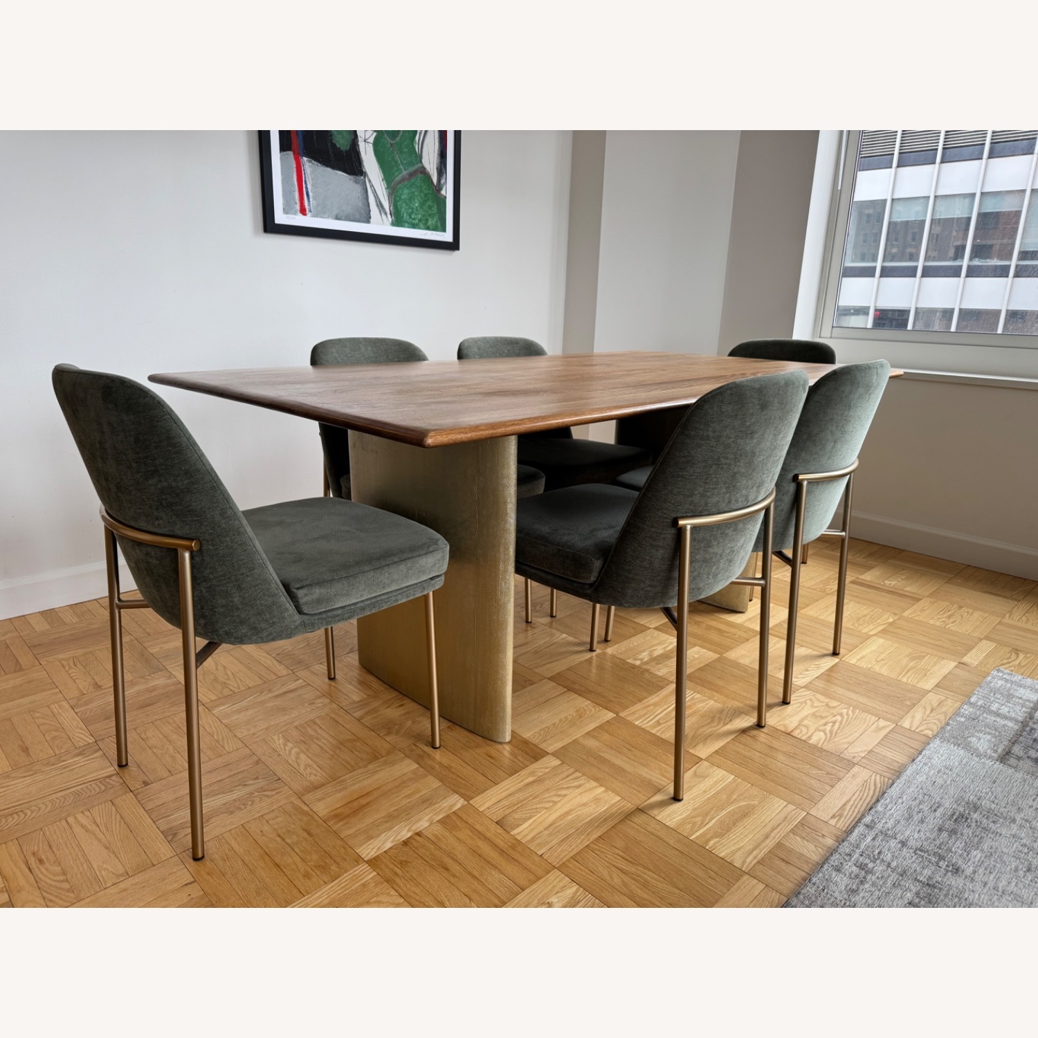West Elm Anton Dining Table W 6 Jack Metal Chairs - image-1
