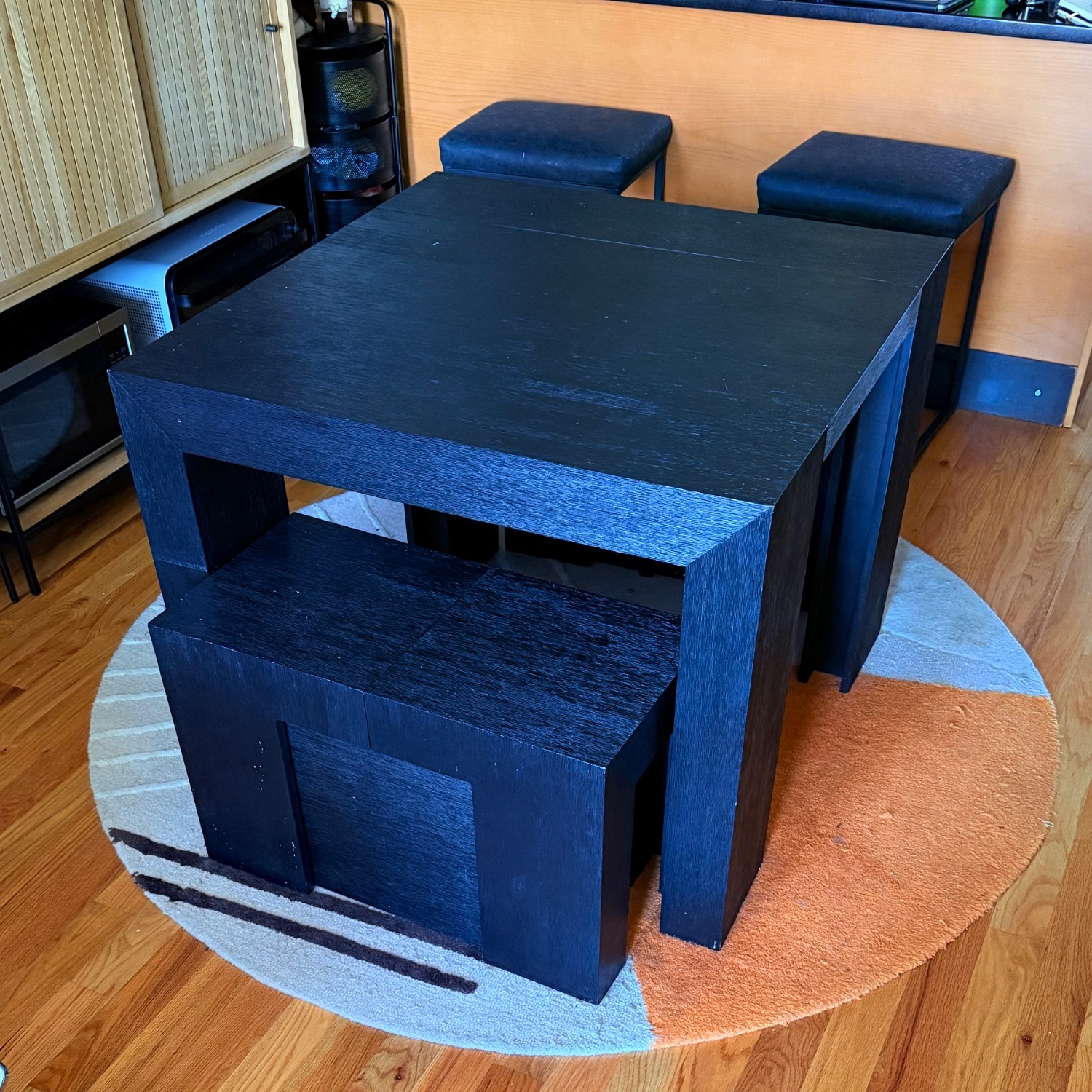 Black Transformer Dining Set with 2 Benches - image-2