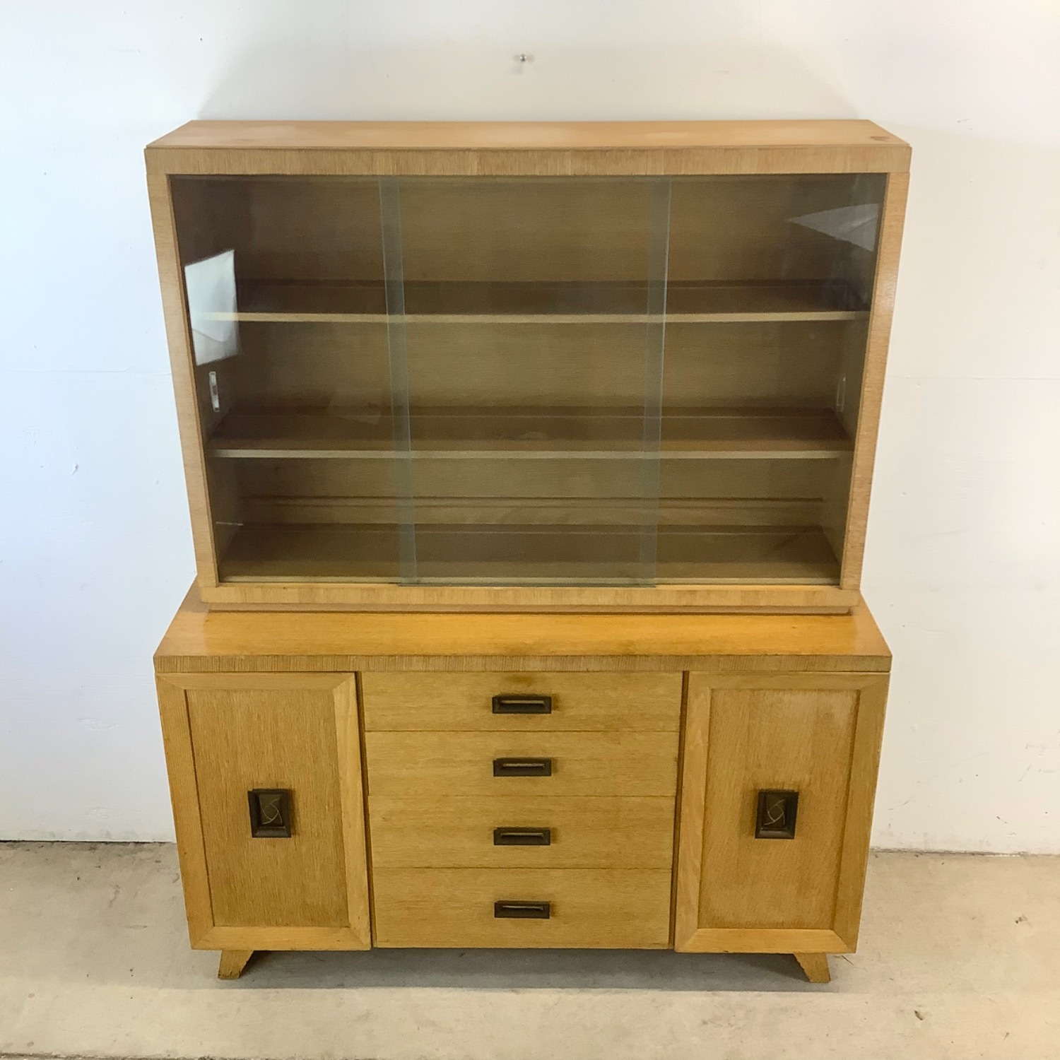 Mid-Century China Cabinet With Blonde Finish - image-2