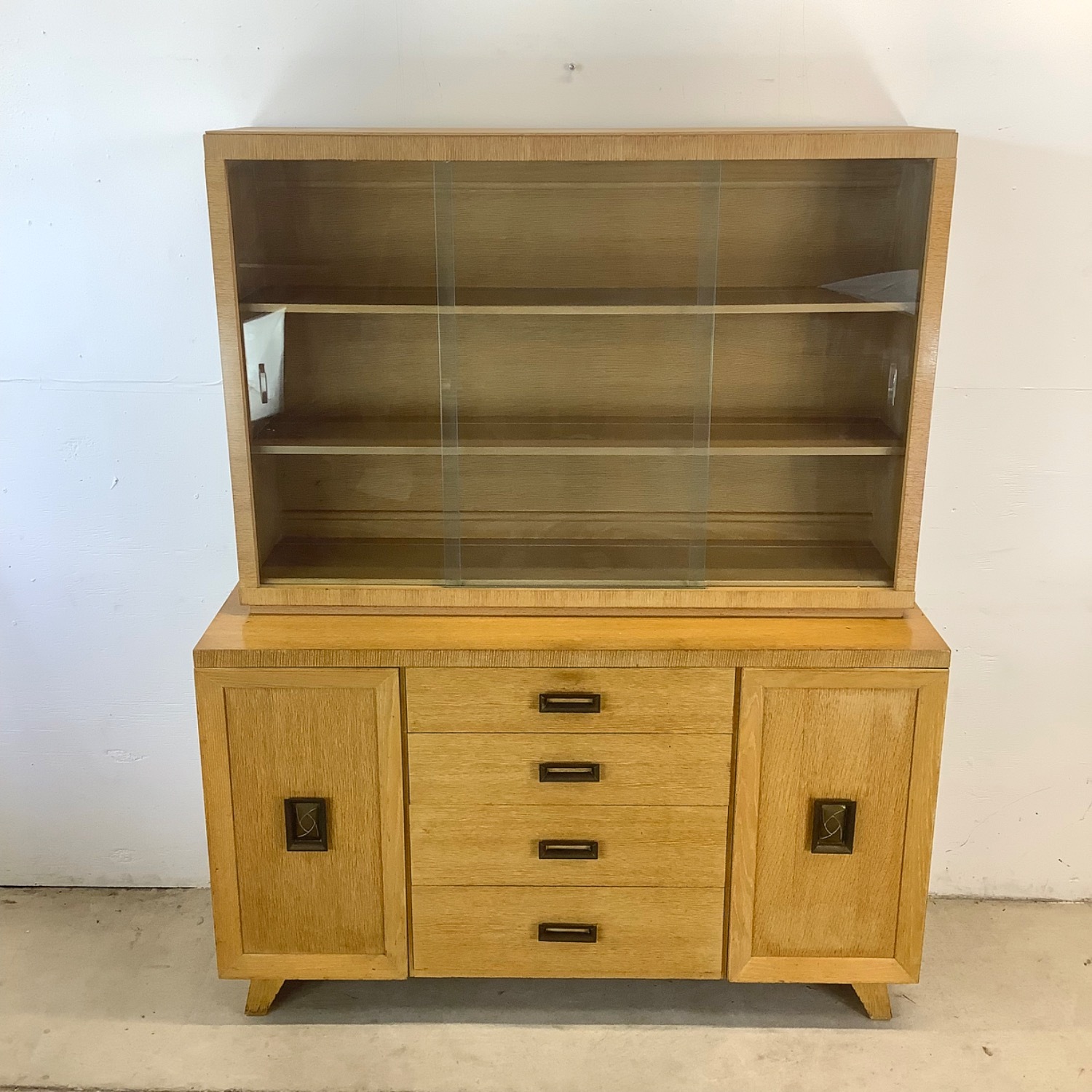 Mid-Century China Cabinet With Blonde Finish - image-1