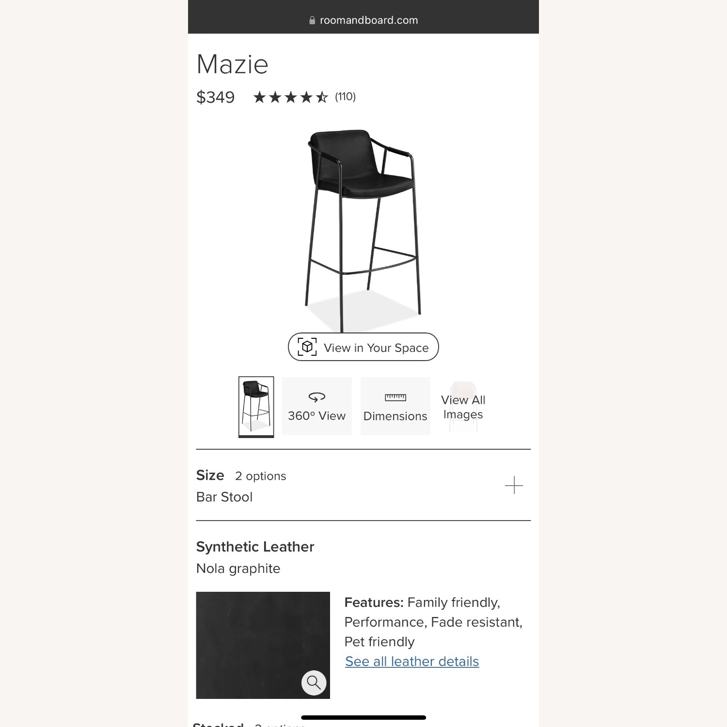 Room & Board Mazie Bar Height Chairs (3) - image-3