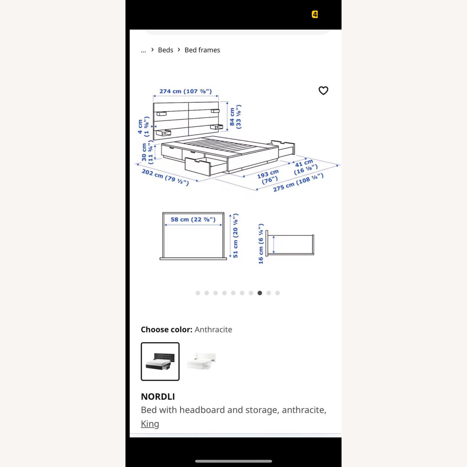 IKEA NORDLI Bed with Headboard and Storage - image-2